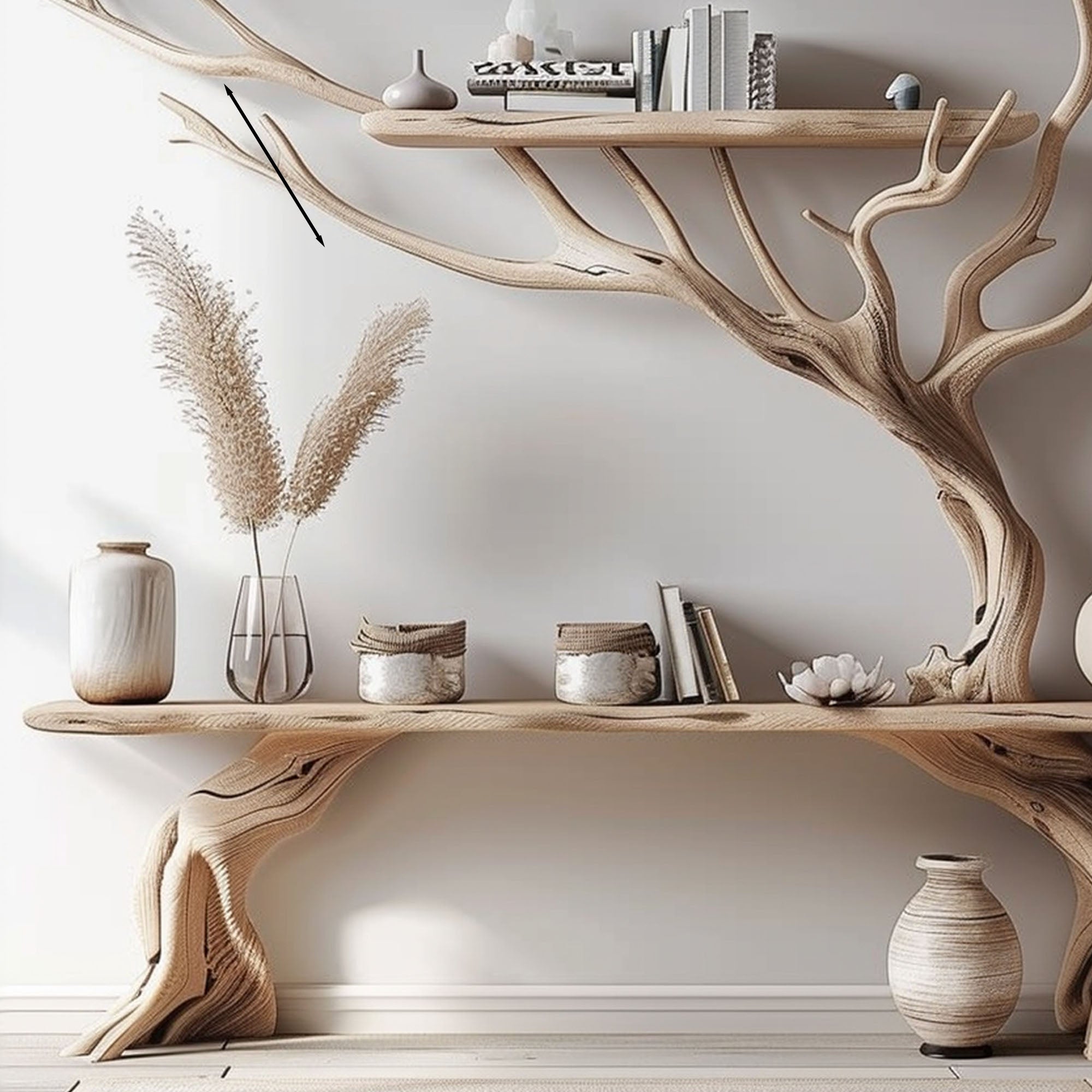 Driftwood Narrow Console Table With Tree Branch SINLCS033