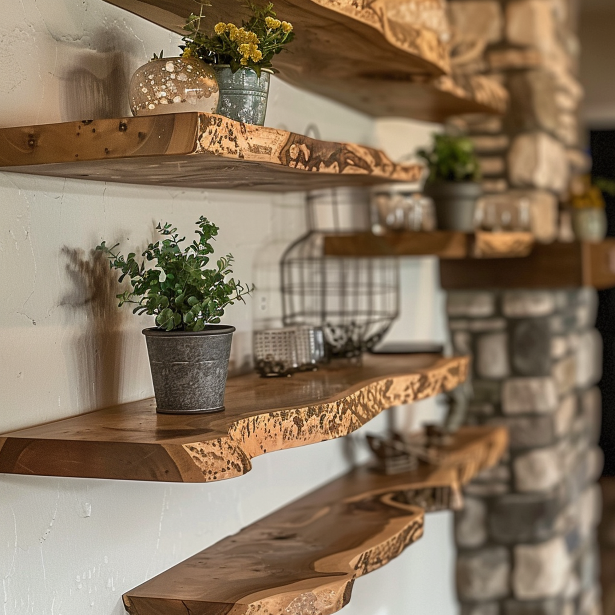 Rustic Floating Shelf Live Edge SINLFL023