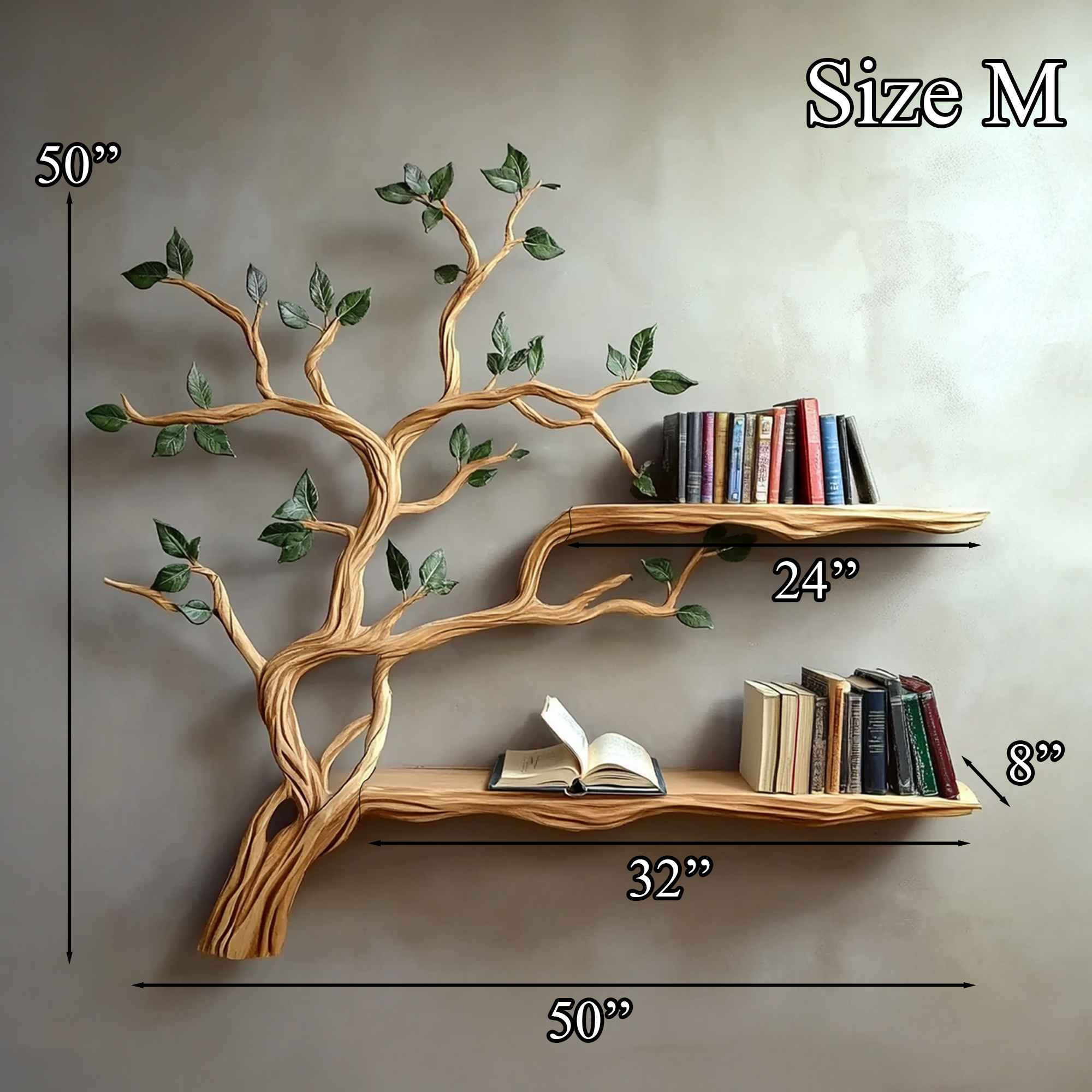 Rustic Branch Floating Shelf Custom Bookcase SINLTBS020