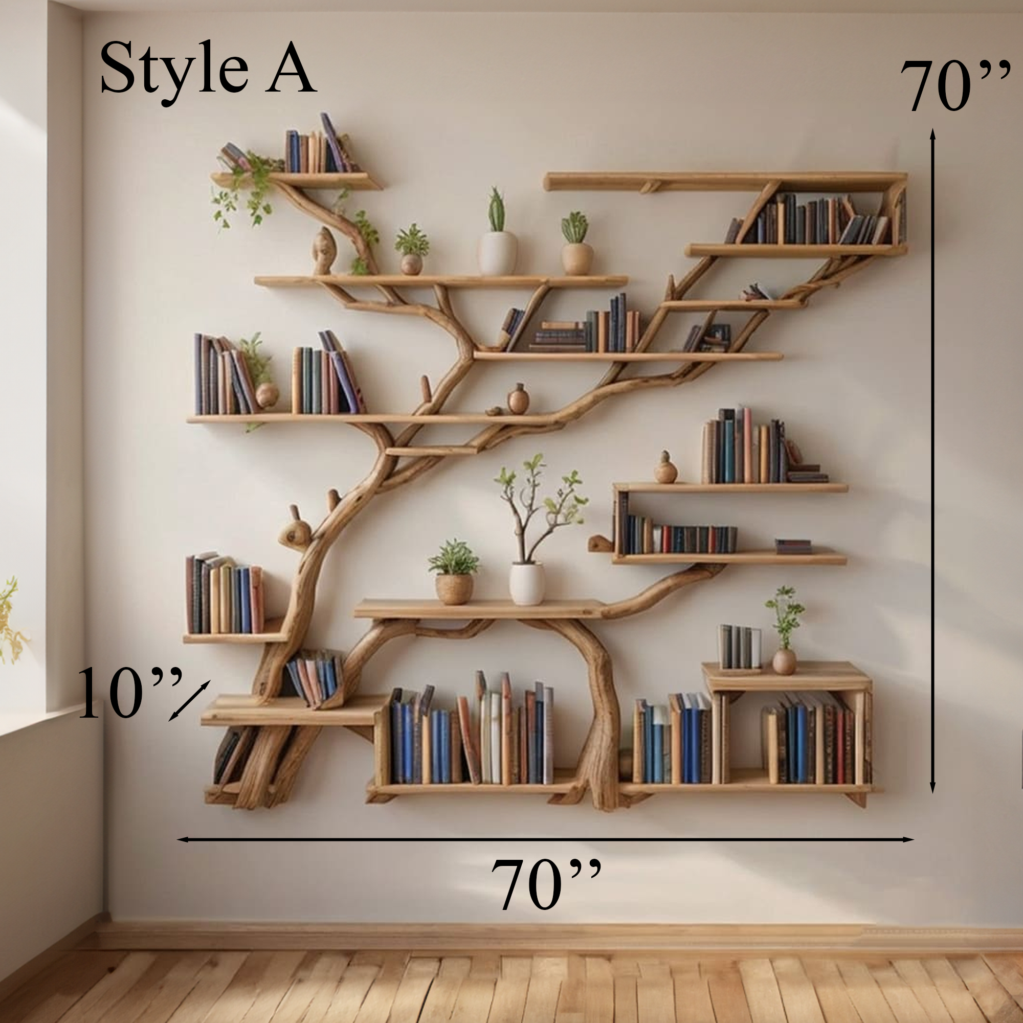 Tree Book Shelf Modern Bookshelf Driftwood Shelf SINLTB061