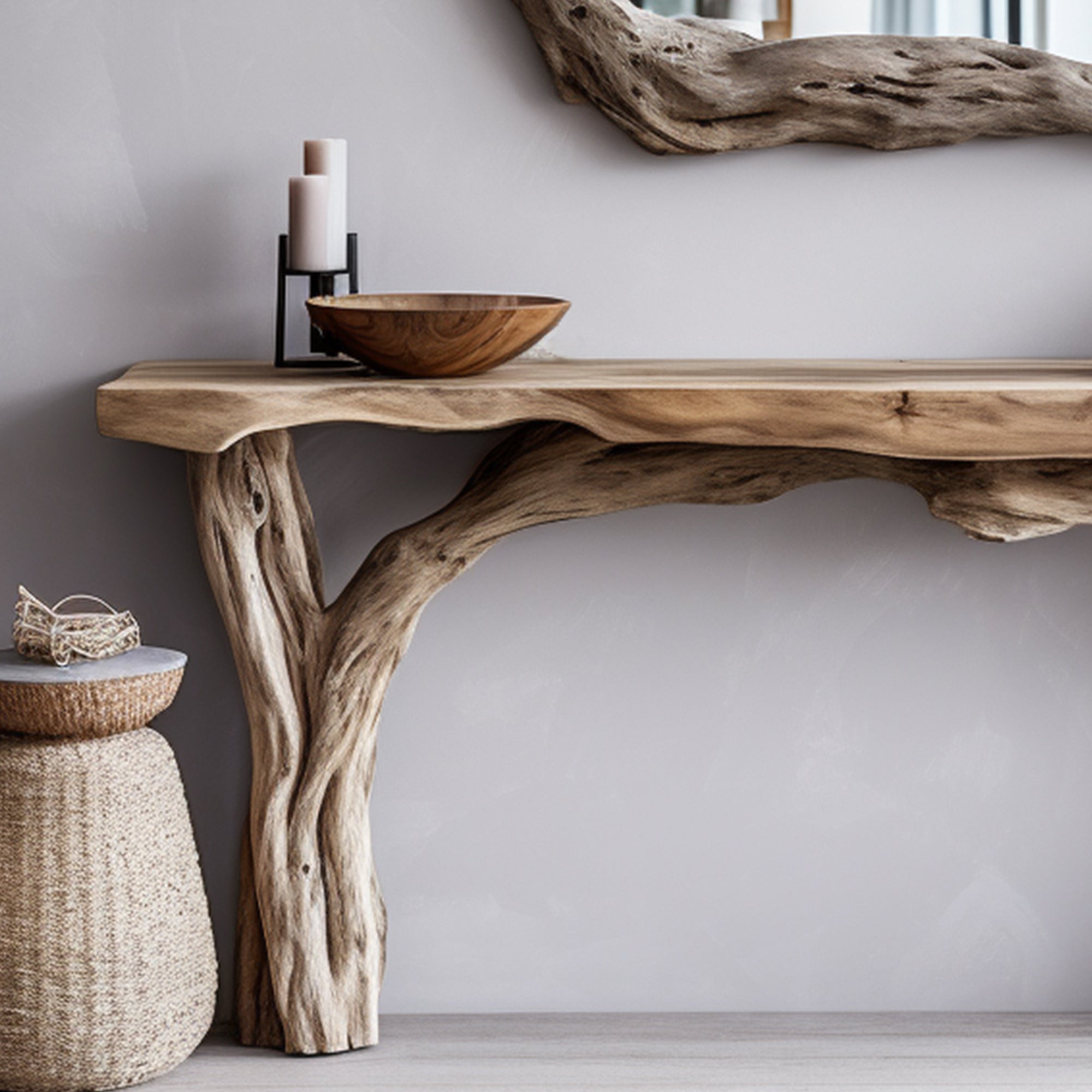 Floating Live Edge Console Table Handcraft CT11