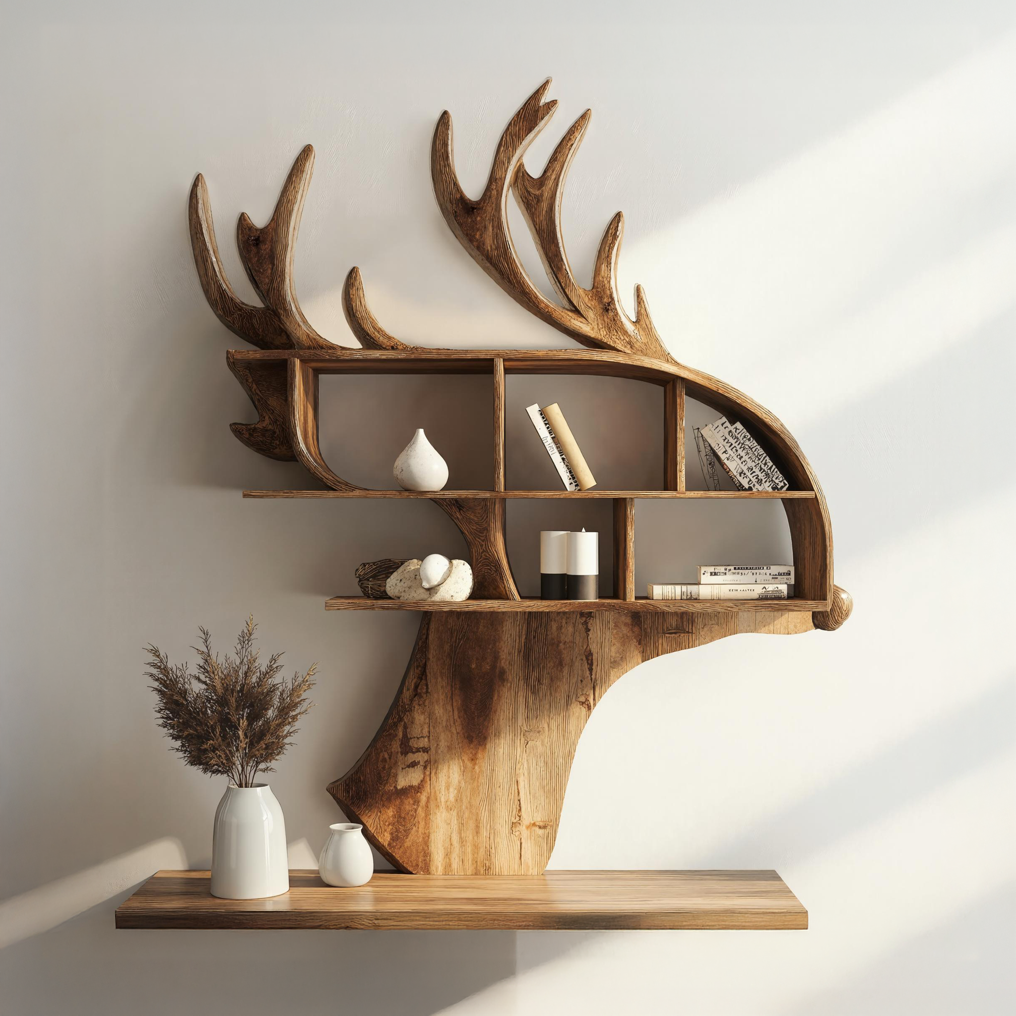 Custom Wood Deer Shelf For Home Office Organization SILDTDE006