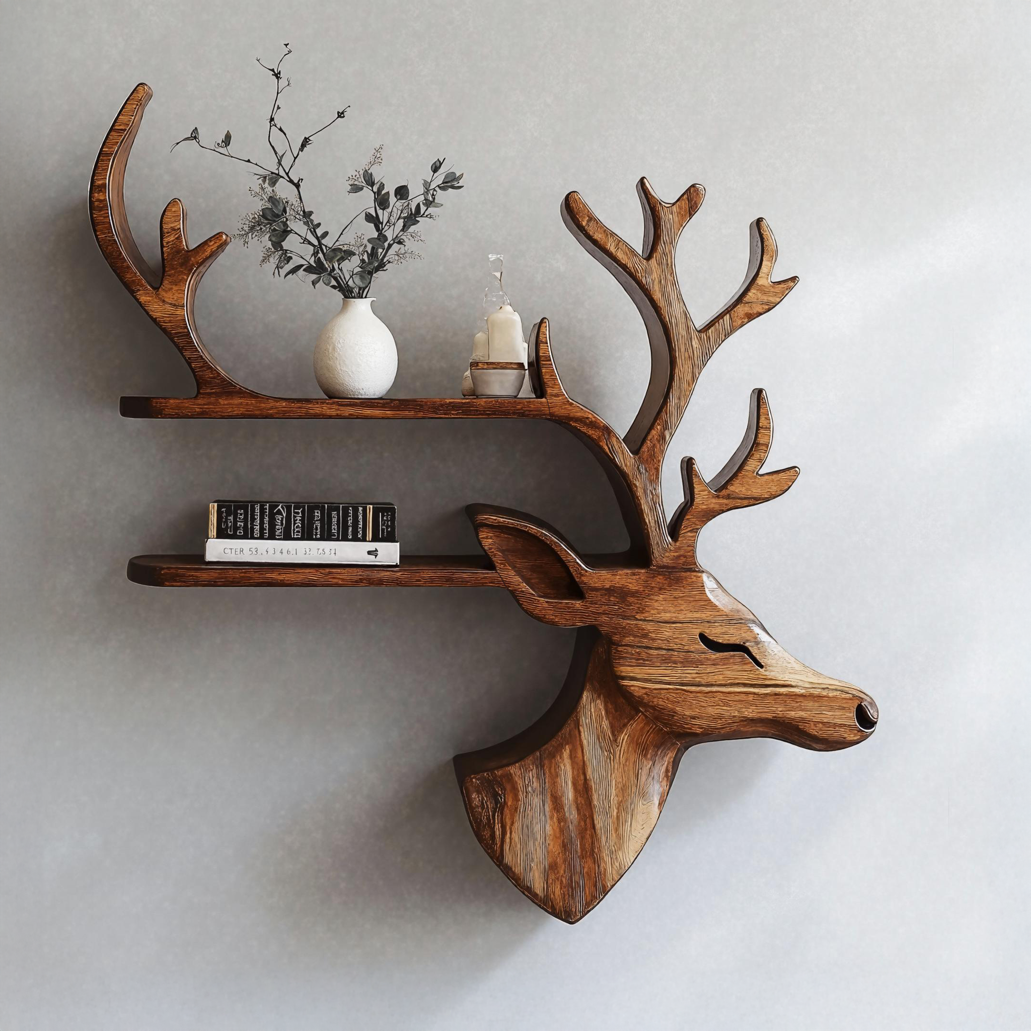 Handmade Wood Deer Shelf For Living Room Storage SILDTDE004