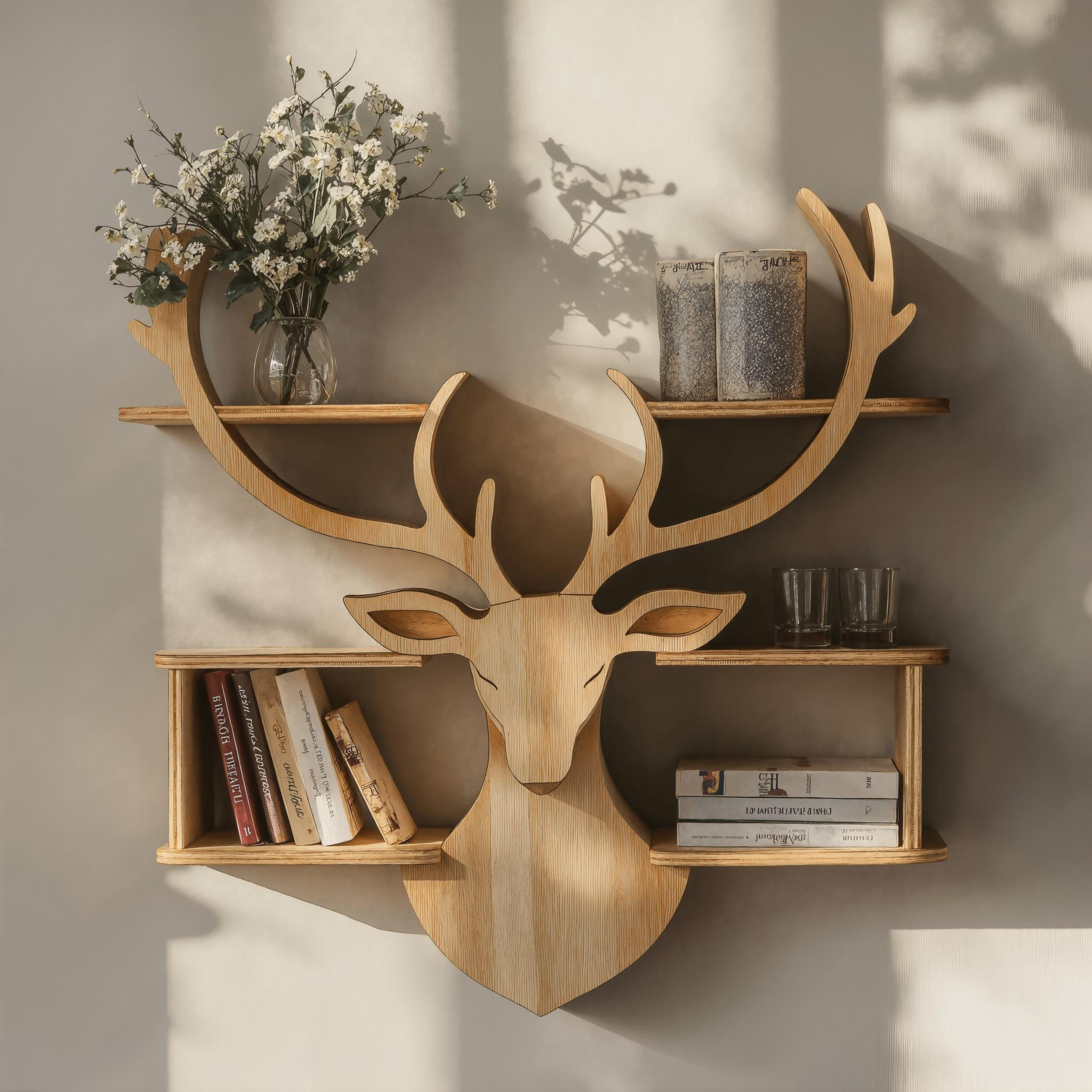 Minimalist Wood Deer Shelf For Stylish Home Display SILDTDE015