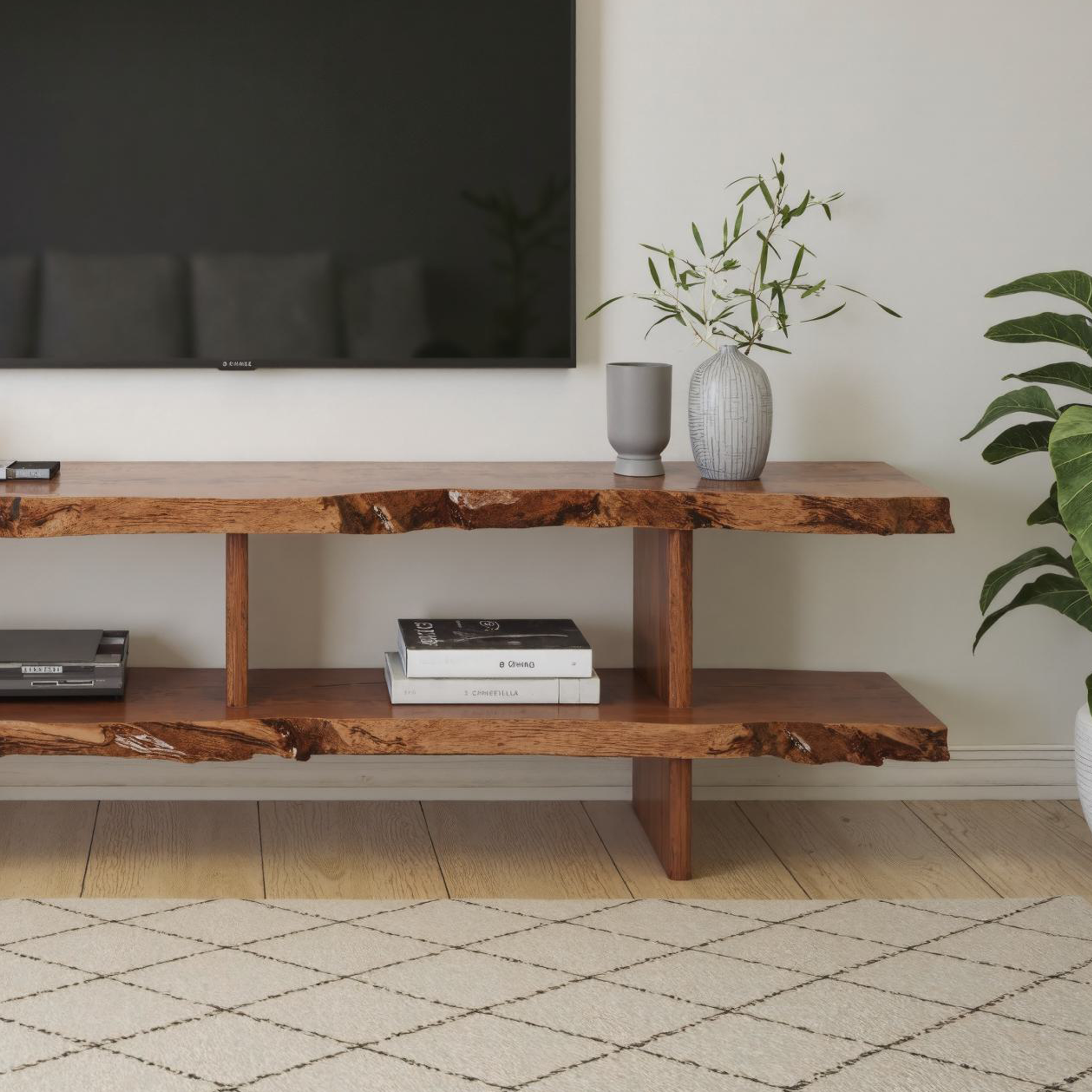 Natural Wood Storage Media Console TV Stand SILDTTVC018