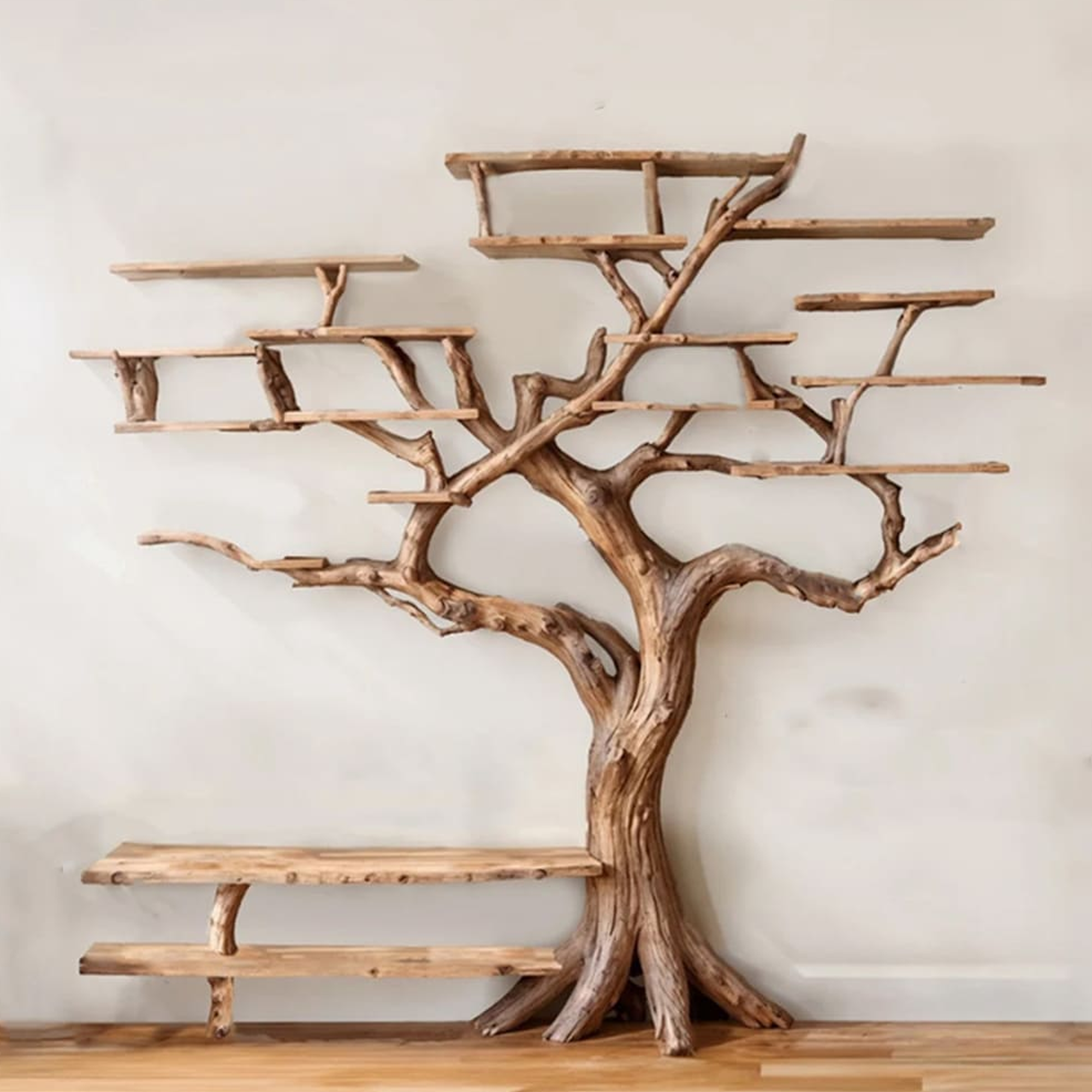 Tree Bookshelf Solid Wood Bookcase SINLTB058