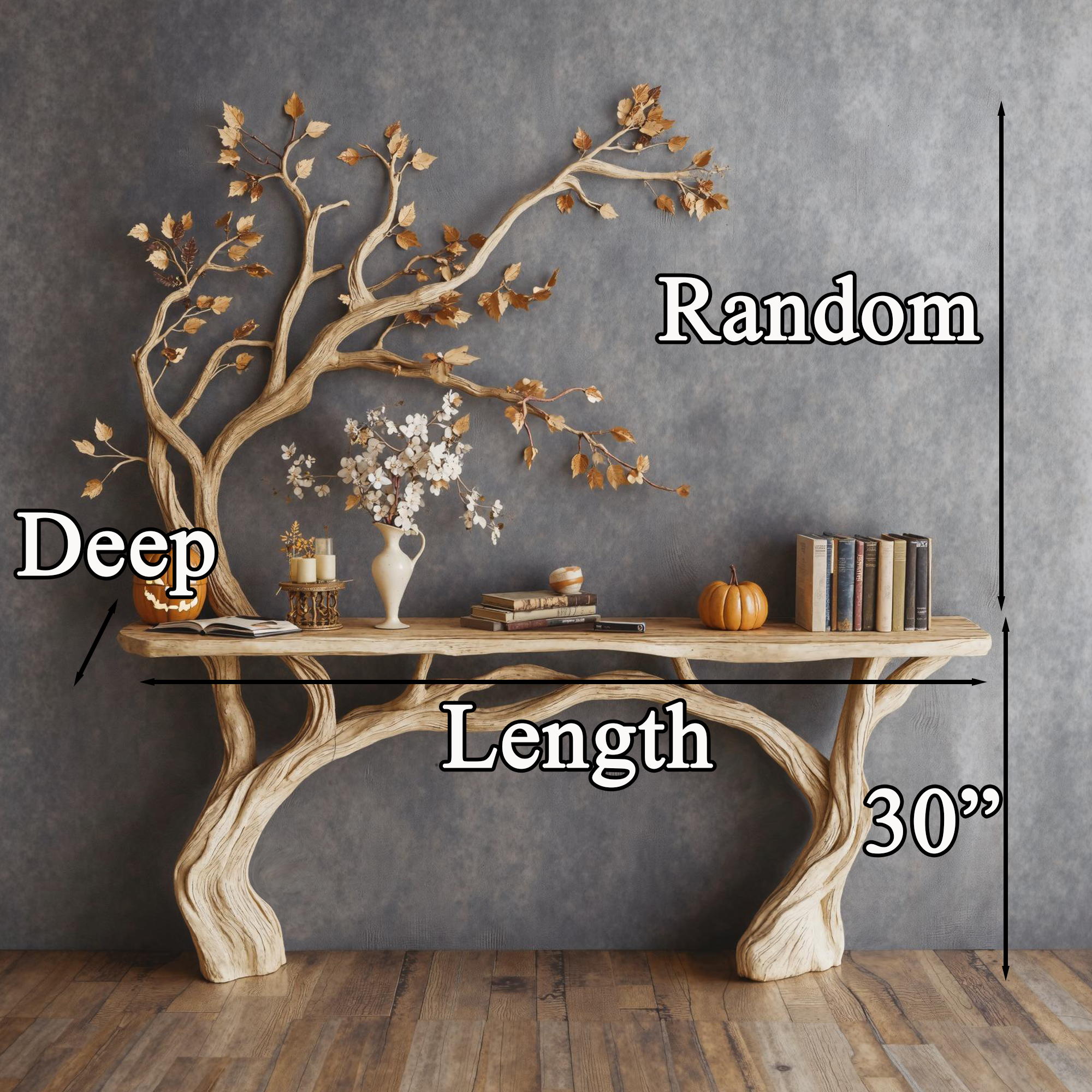 Driftwood Console Table Solid Wood Table Halloween Decor SINLHW003