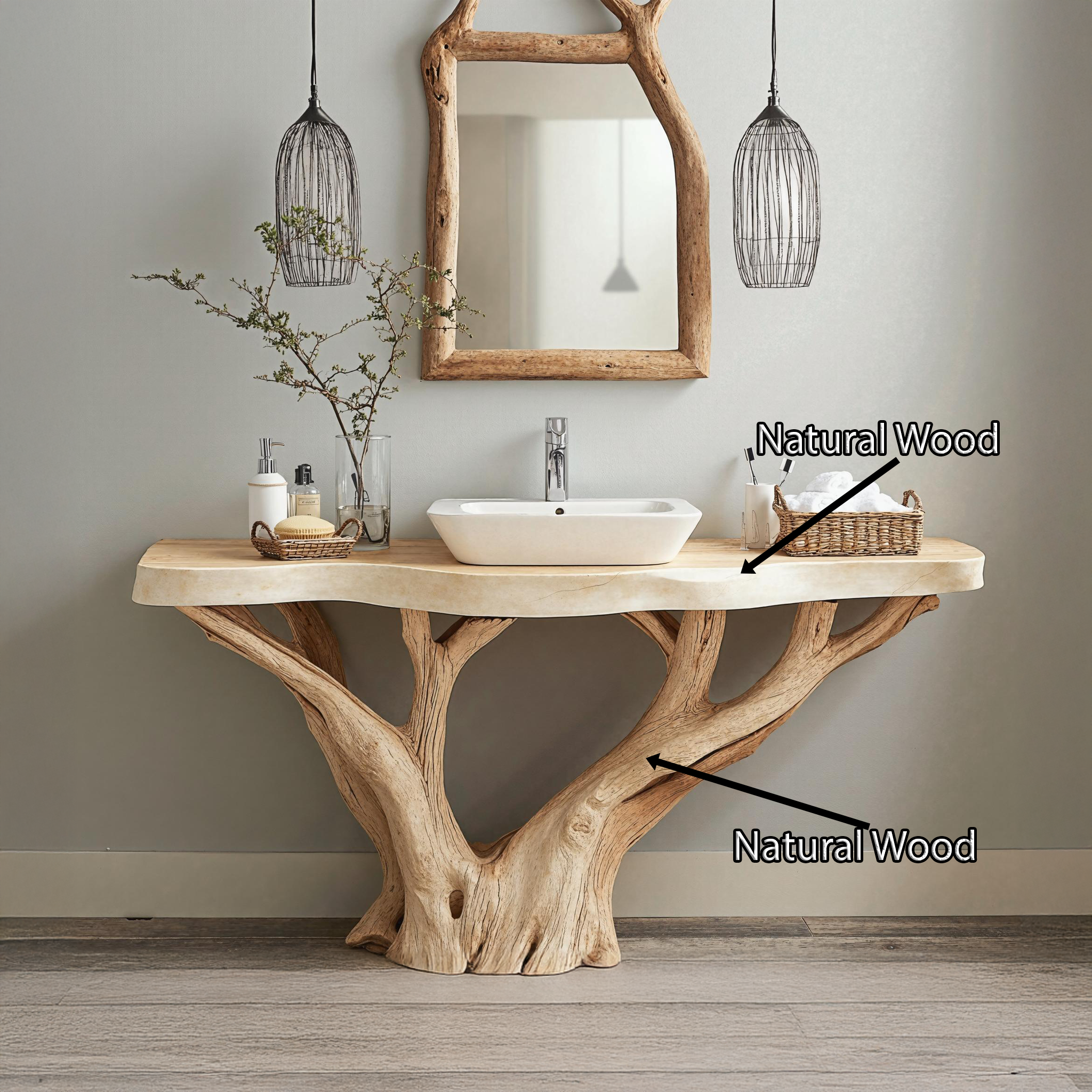 Transitional Natural Wood Bathroom Vanity For Timeless Home Interiors SILDTBRV149