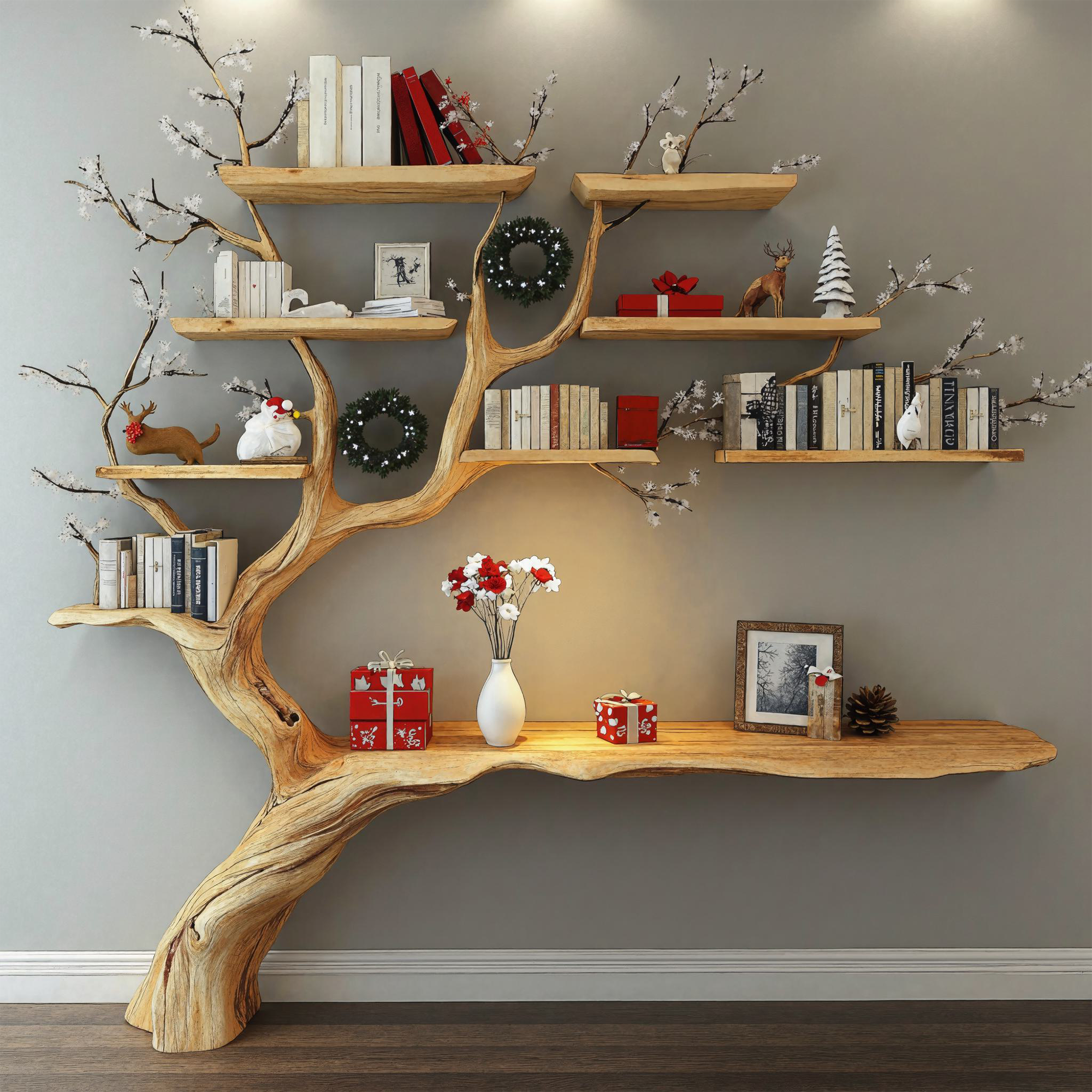 Solid Wood Console Table With Tree Branch Shelf SINLCM006