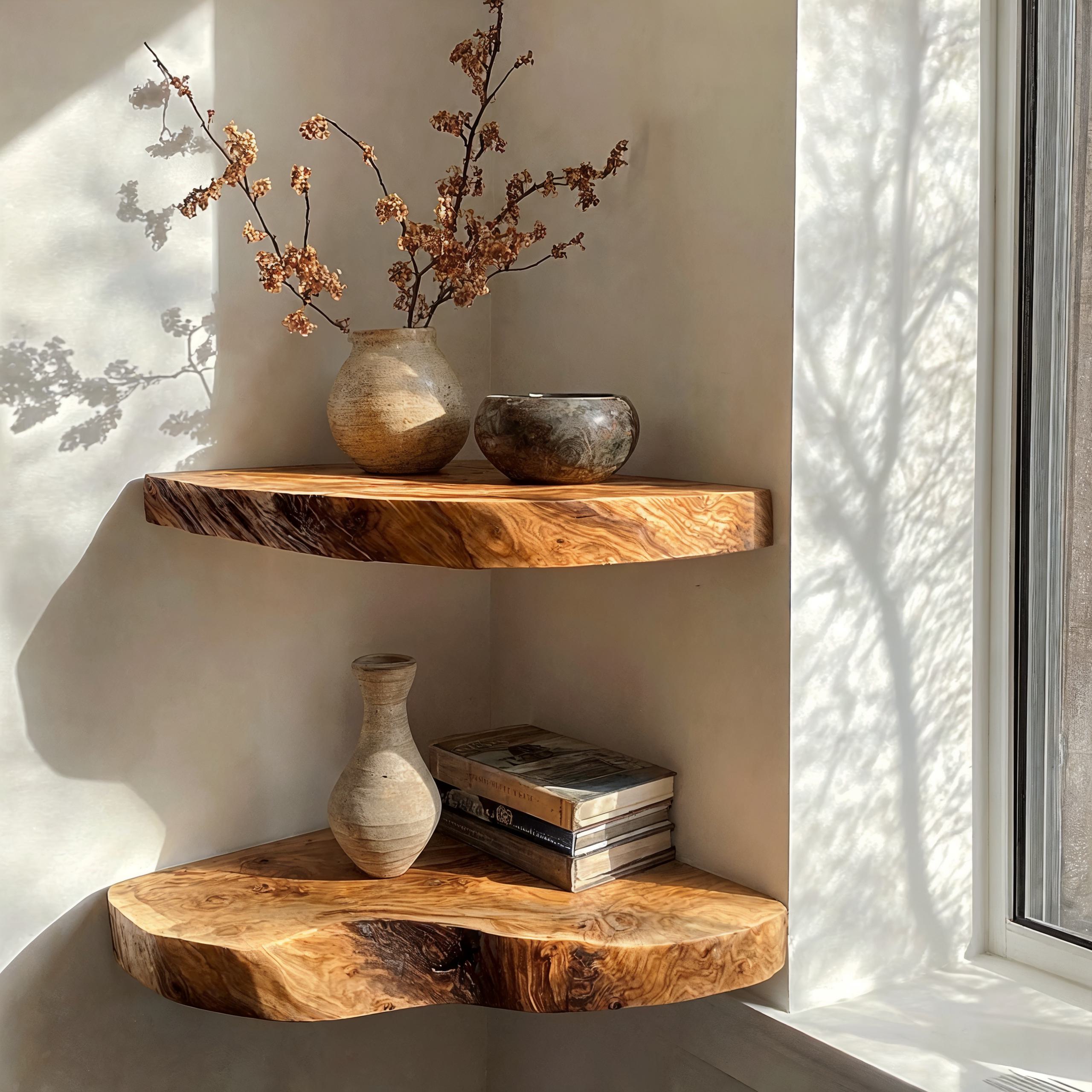 Live Edge Corner Shelves Floating Wooden Shelves SILDTCN003