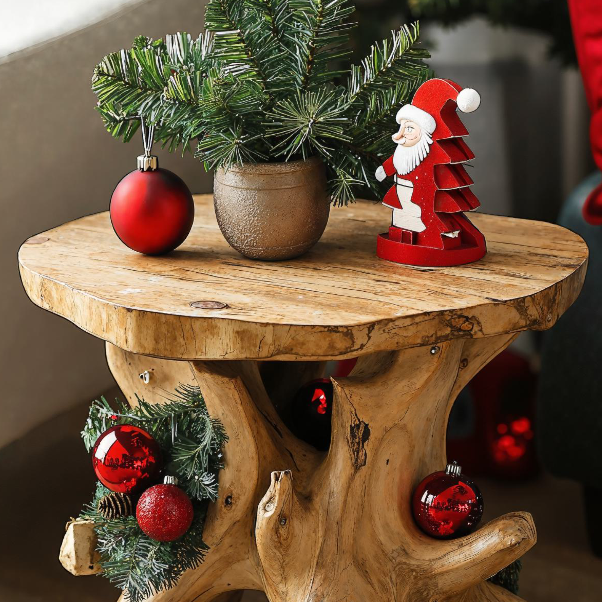 Handcrafted Solid Wood End Table Christmas Decor SILDTENC001