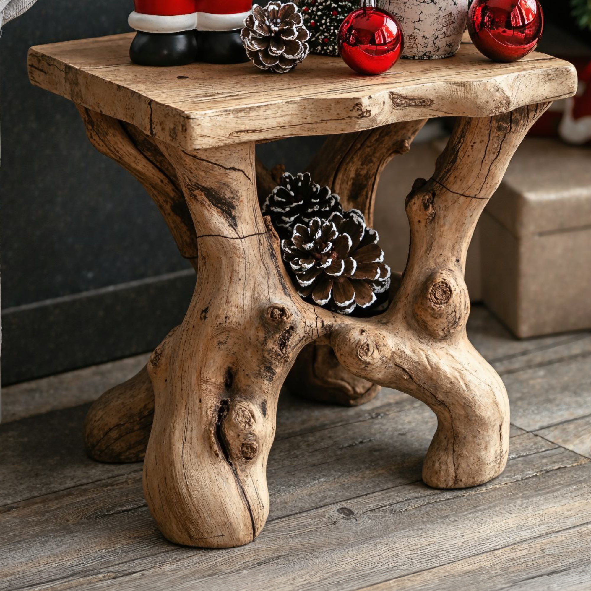 Handcrafted Wood End Table Christmas Decor SILDTENC004