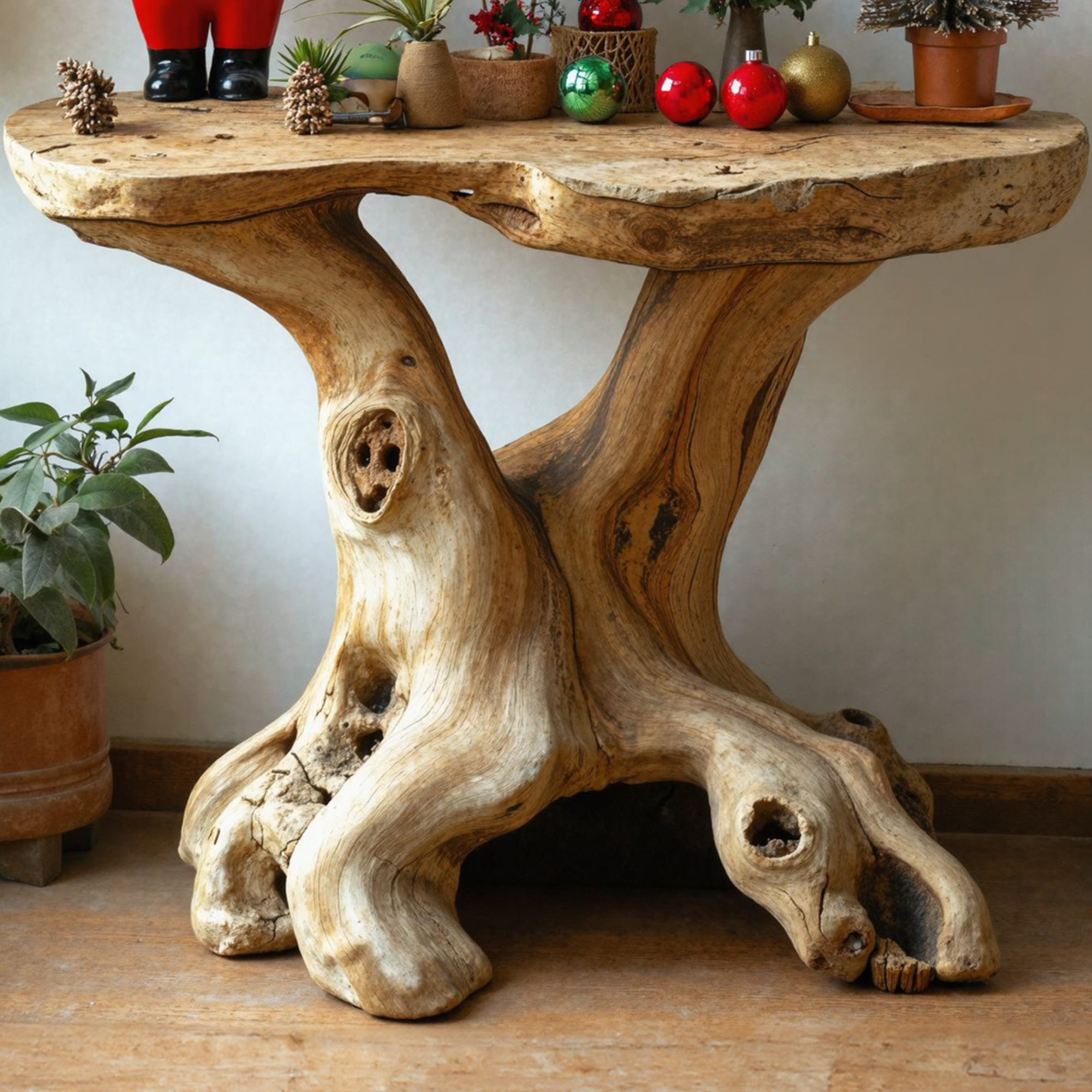 Rustic Wood Live Edge End Table Christmas Decor SILDTENC008