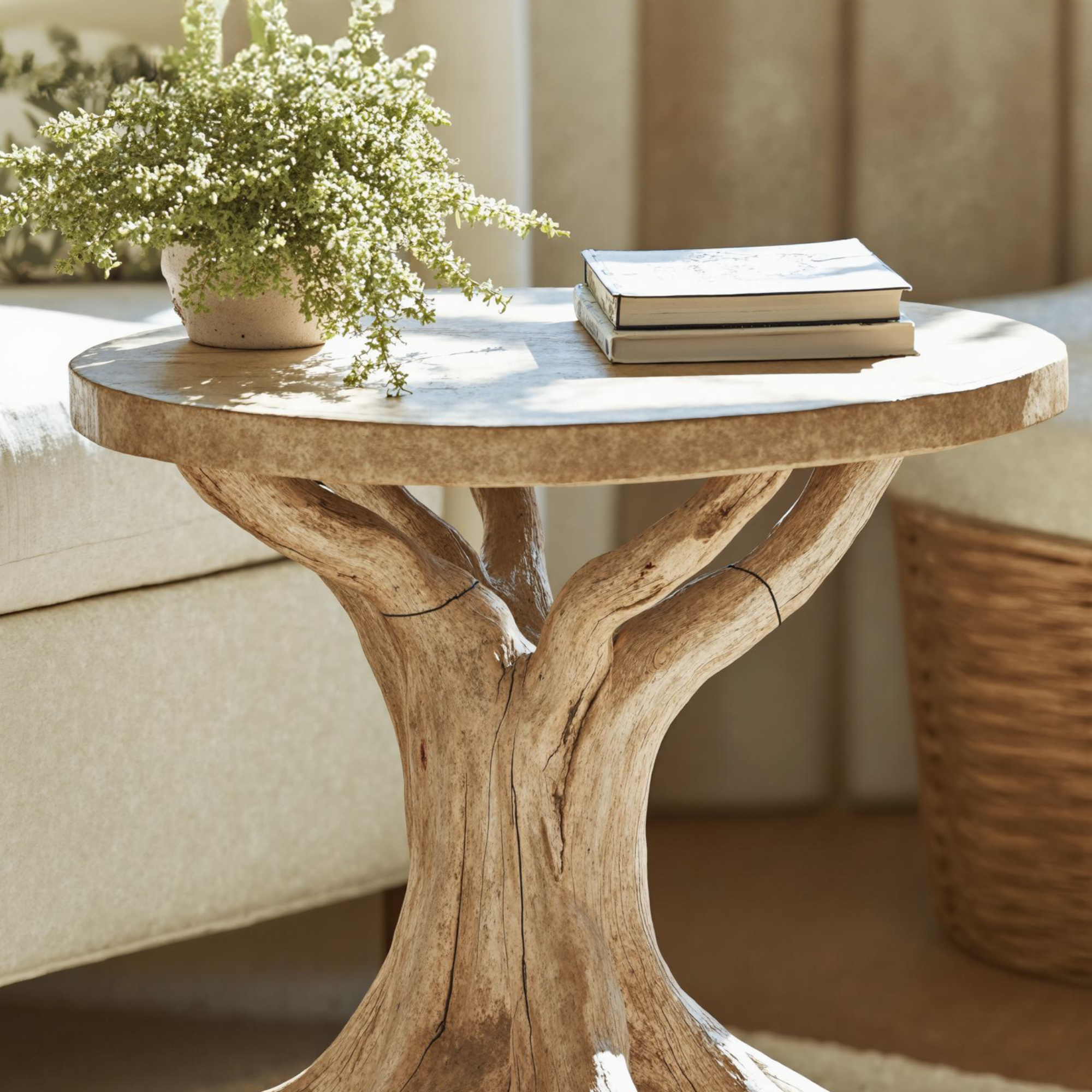 Rustic Round End Table Handmade End Table SILDTEN009