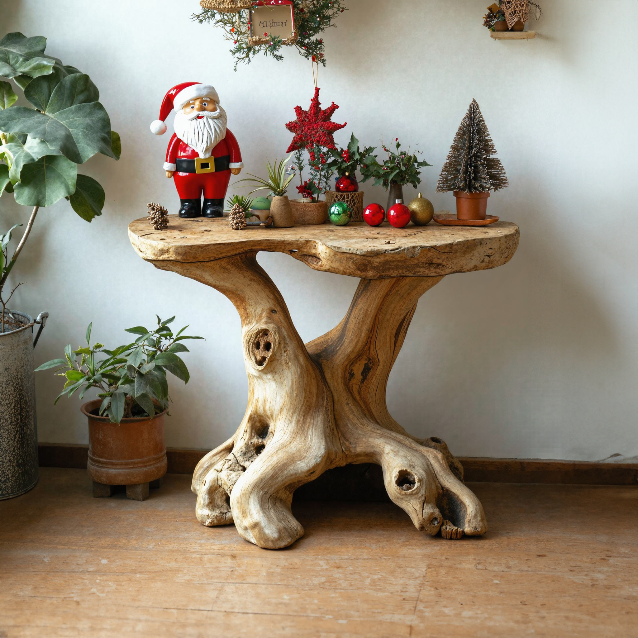 Rustic Wood Live Edge End Table Christmas Decor SILDTENC008