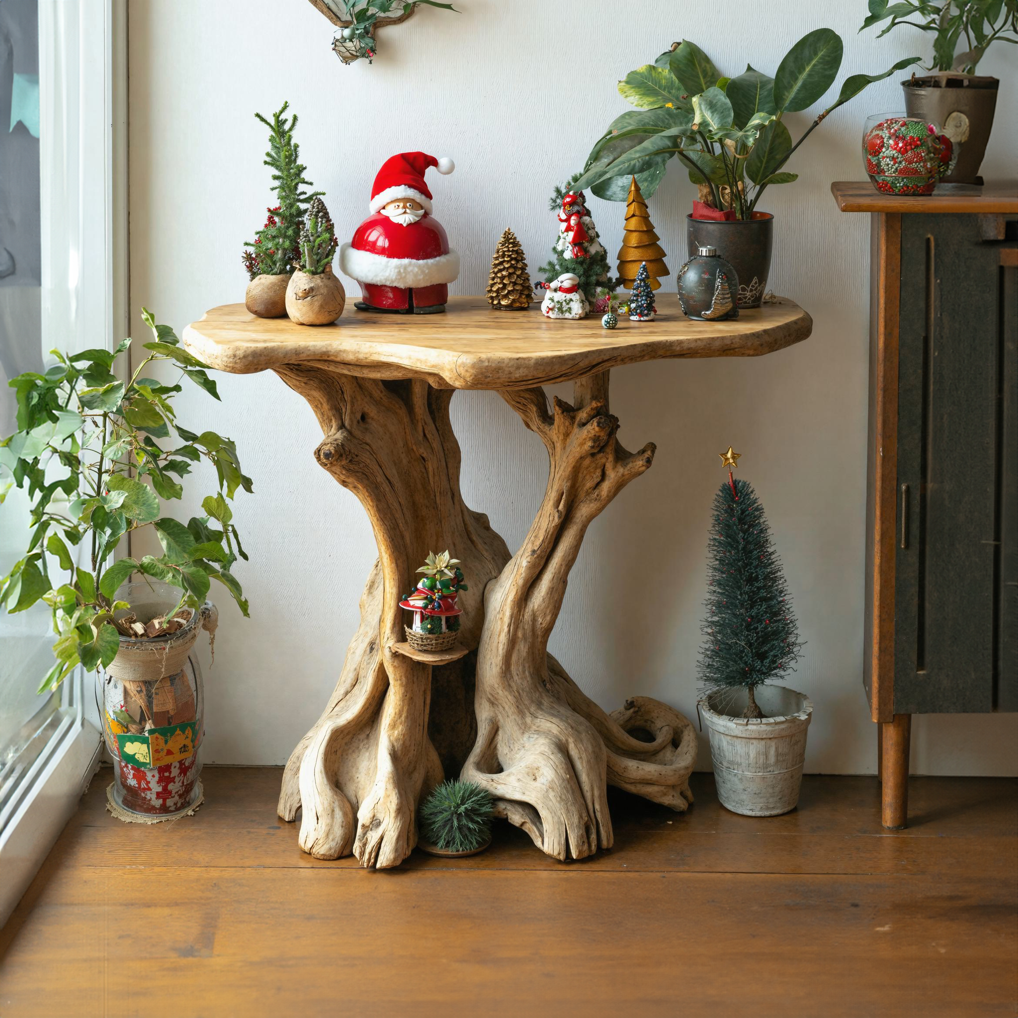 Farmhouse Solid Wood End Table Christmas Decor SILDTENC011