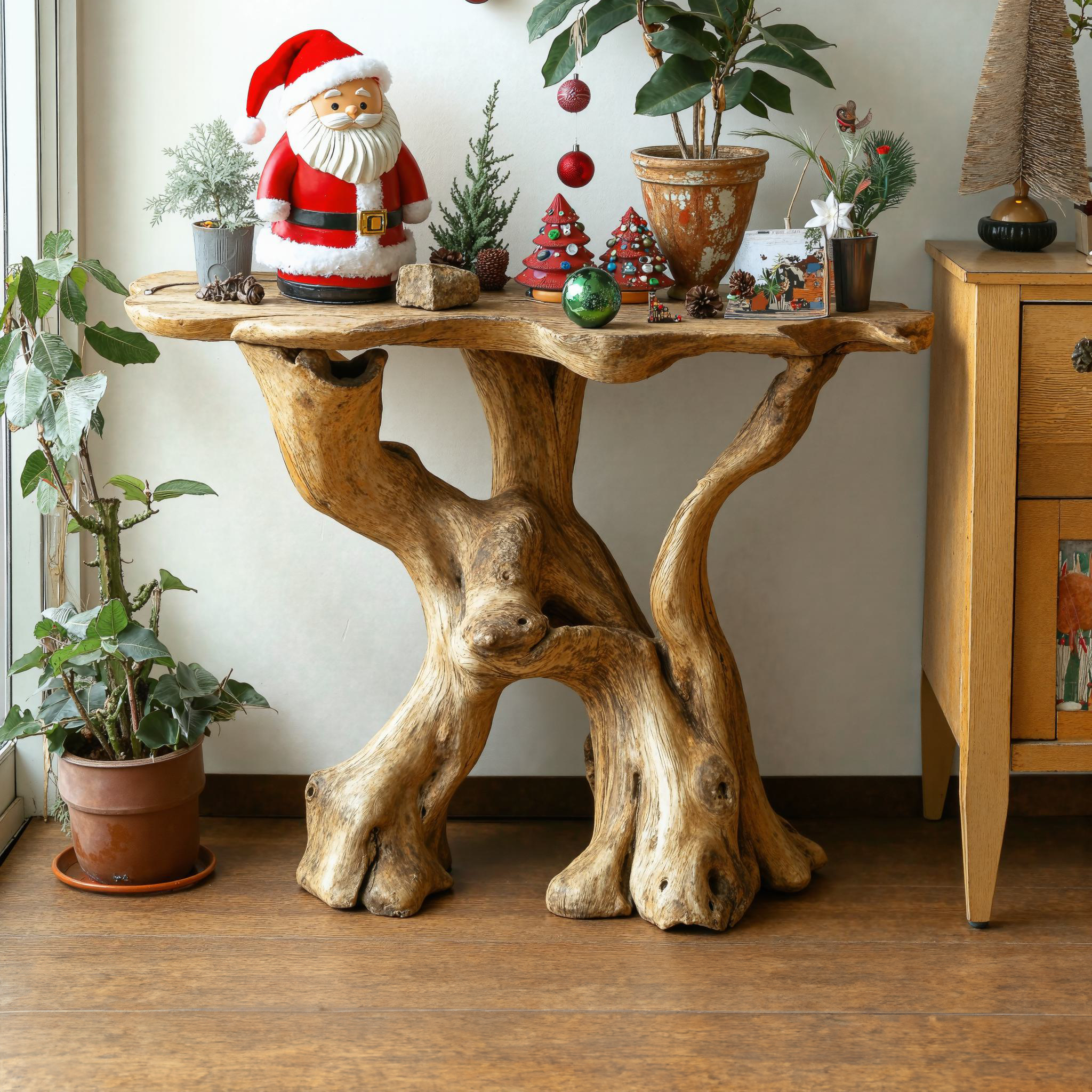 Live Edge Round End Table Solid Wood Christmas Table SILDTENC021