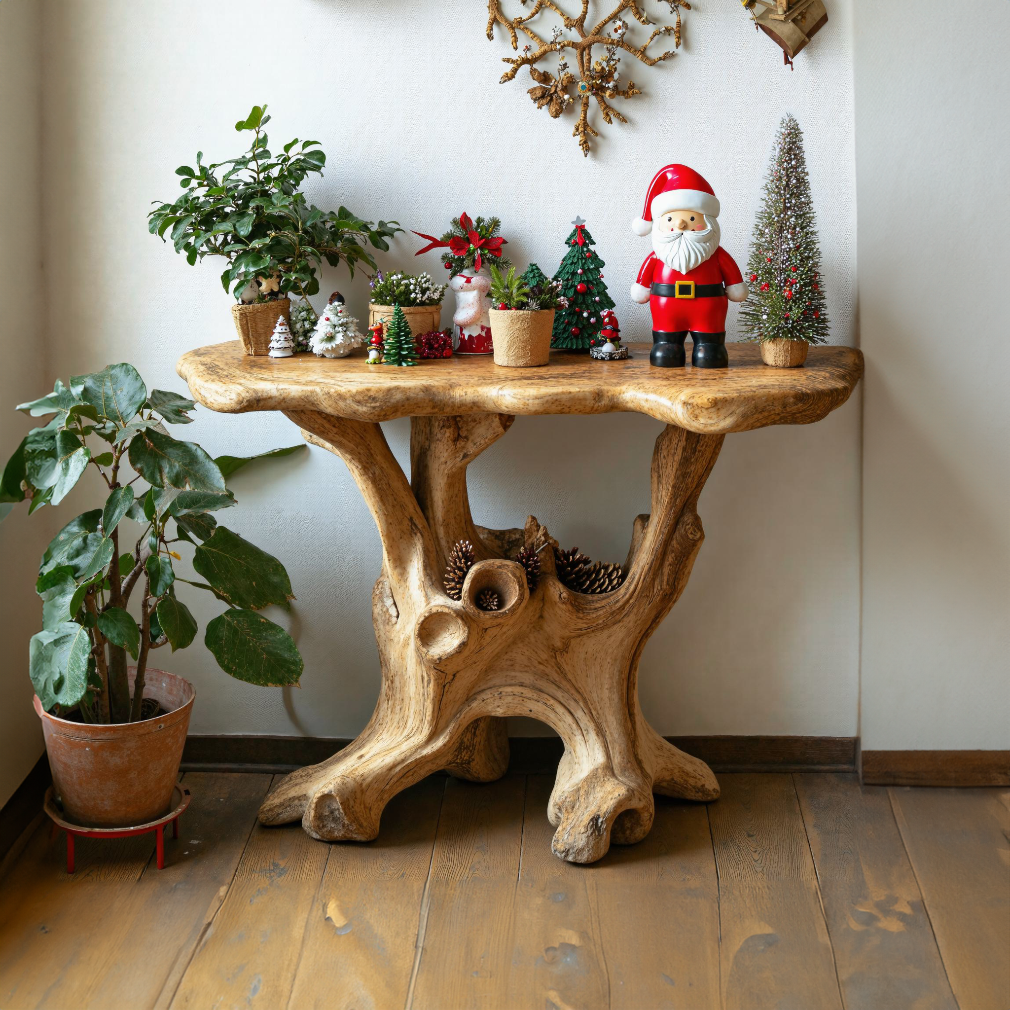 Rustic Wood End Table Small Side Table Christmas Decor SILDTENC007