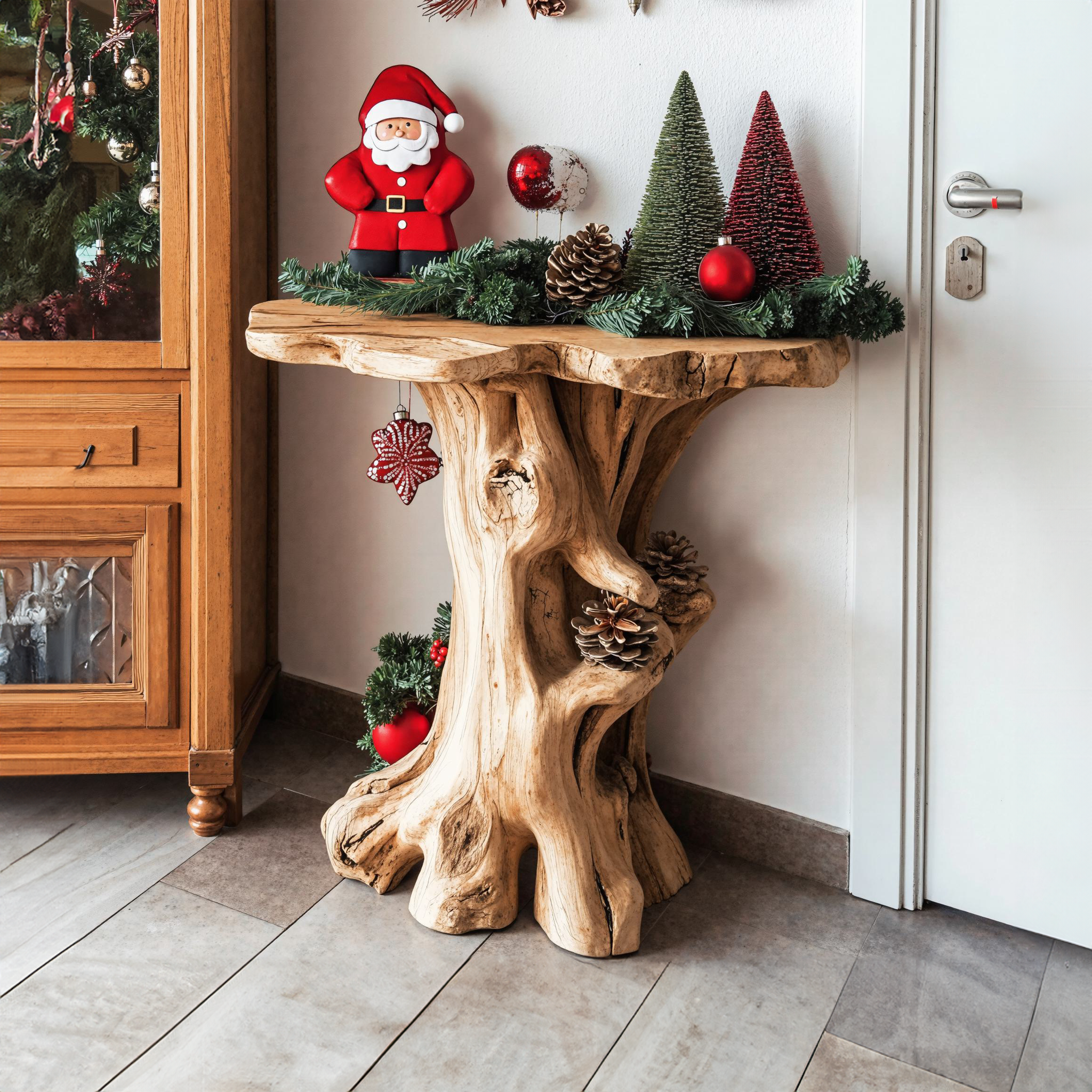 Handcrafted Rustic End Table Christmas Decor SILDTENC003