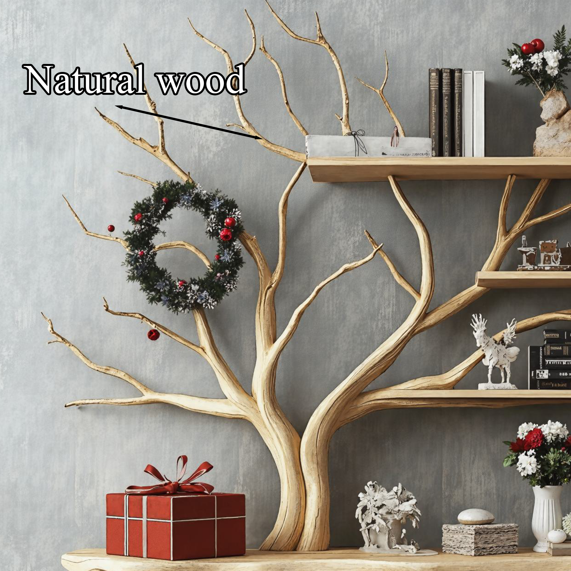 Narrow Console Table With Tree Branch Shelves SINLCM004