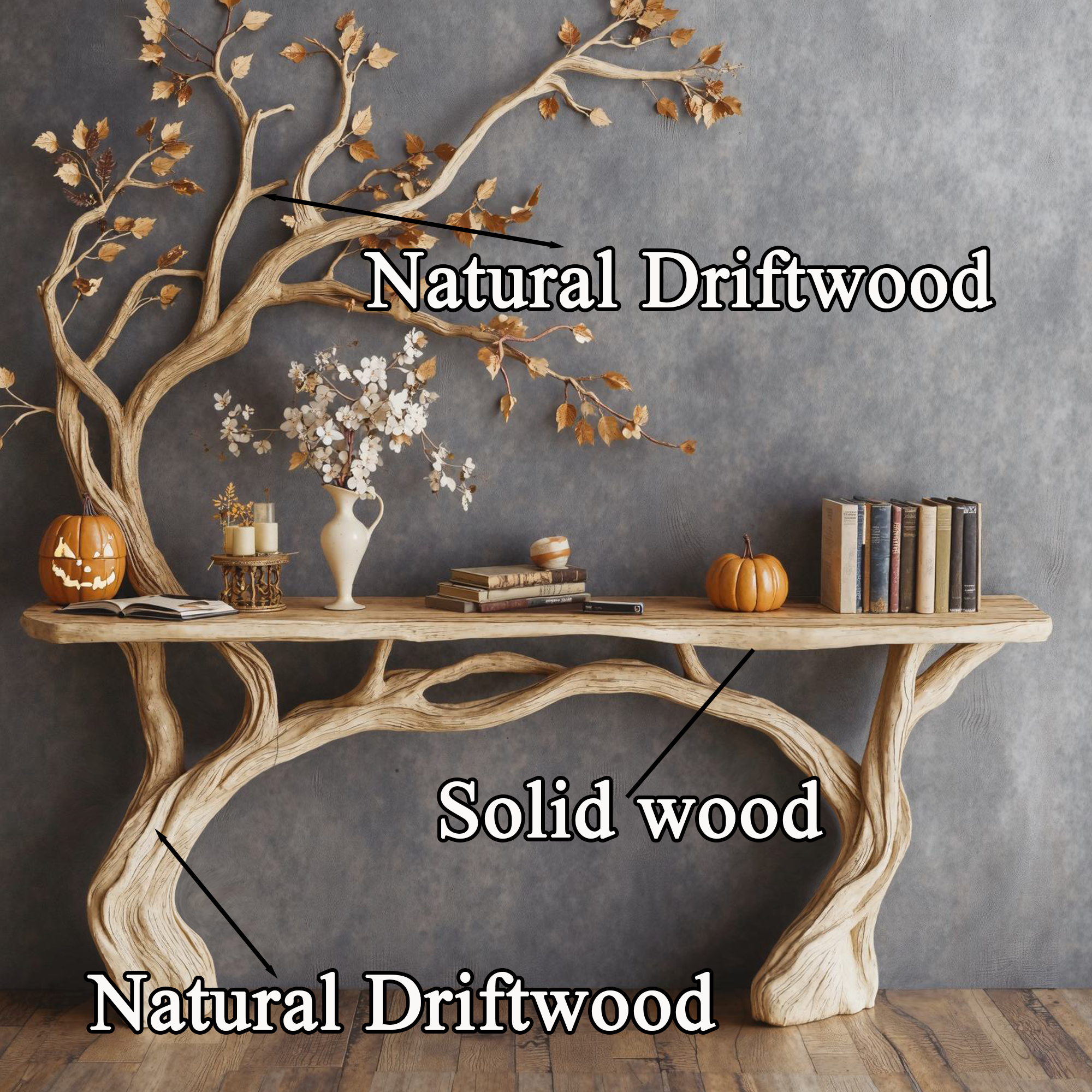 Driftwood Console Table Solid Wood Table Halloween Decor SINLHW003