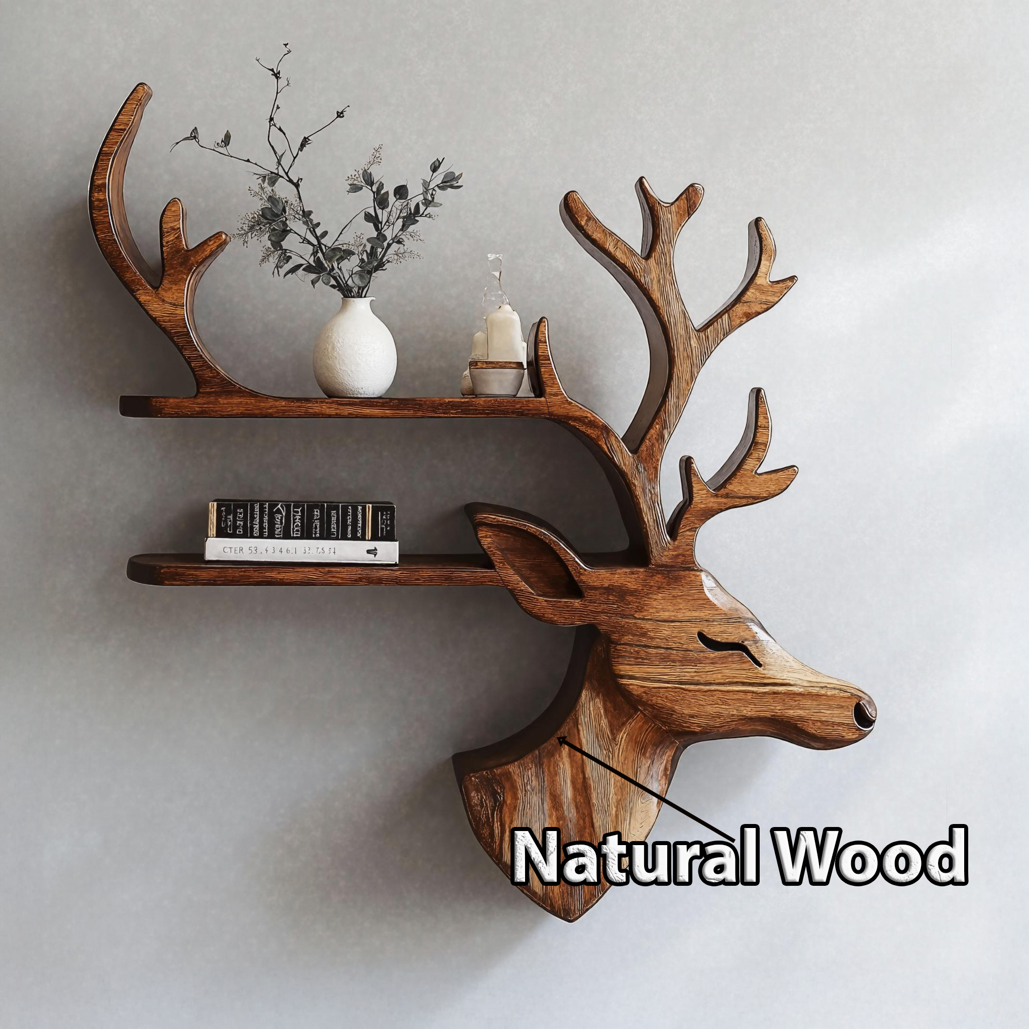 Handmade Wood Deer Shelf For Living Room Storage SILDTDE004