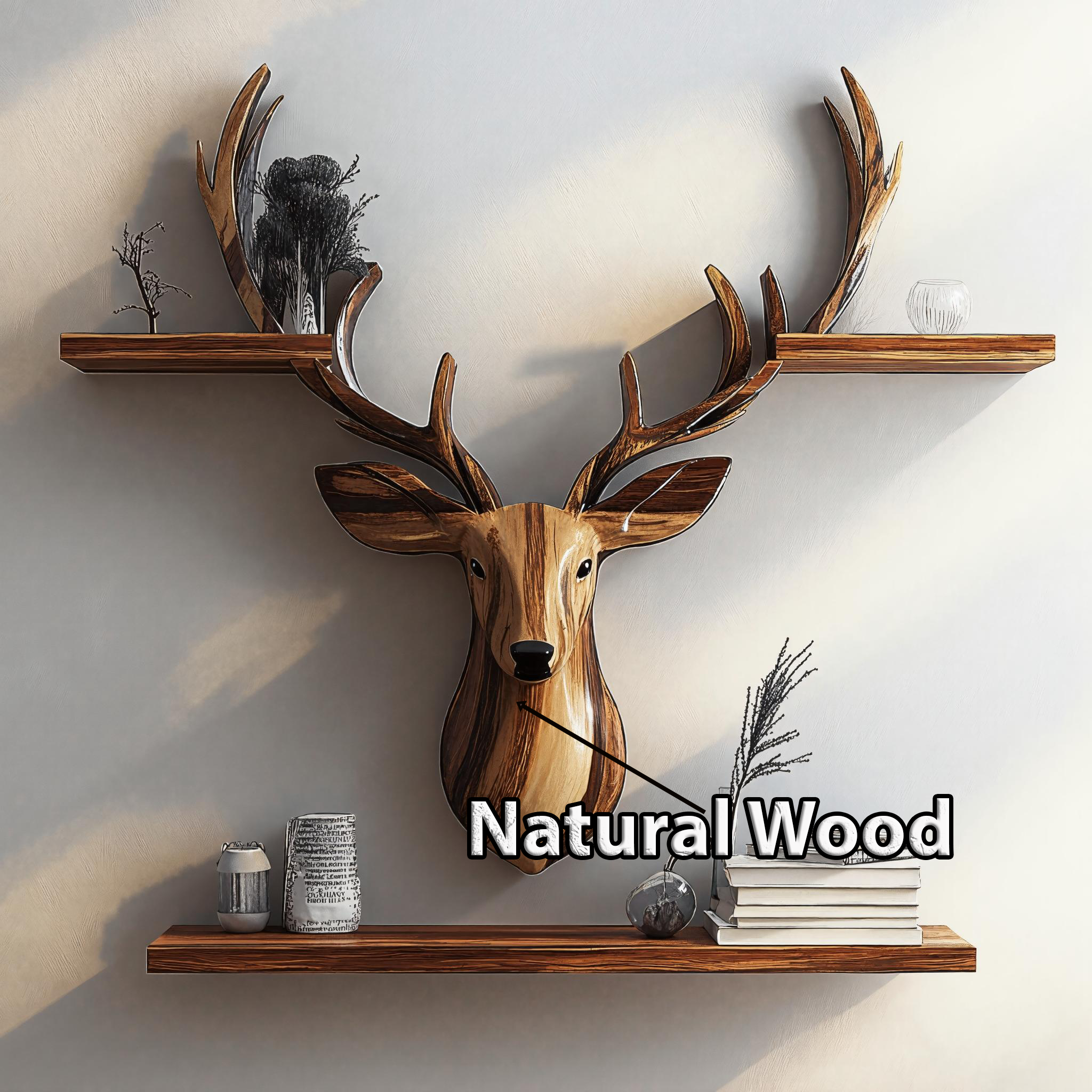 Decorative Wooden Deer Wall Shelf For Country Homes SILDTDE012