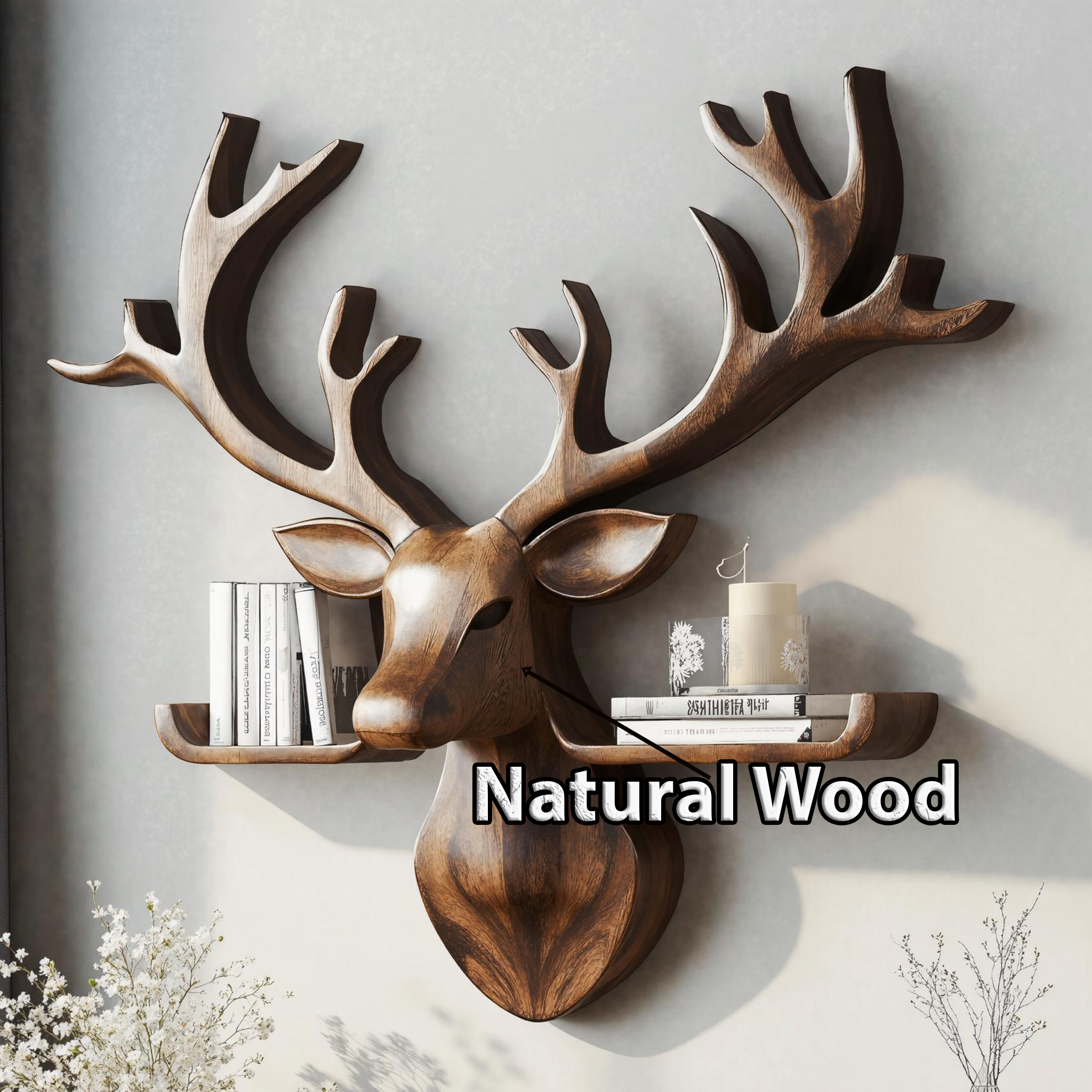 Wood Deer Shelf For Wall Decor In Country Style Homes SILDTDE009