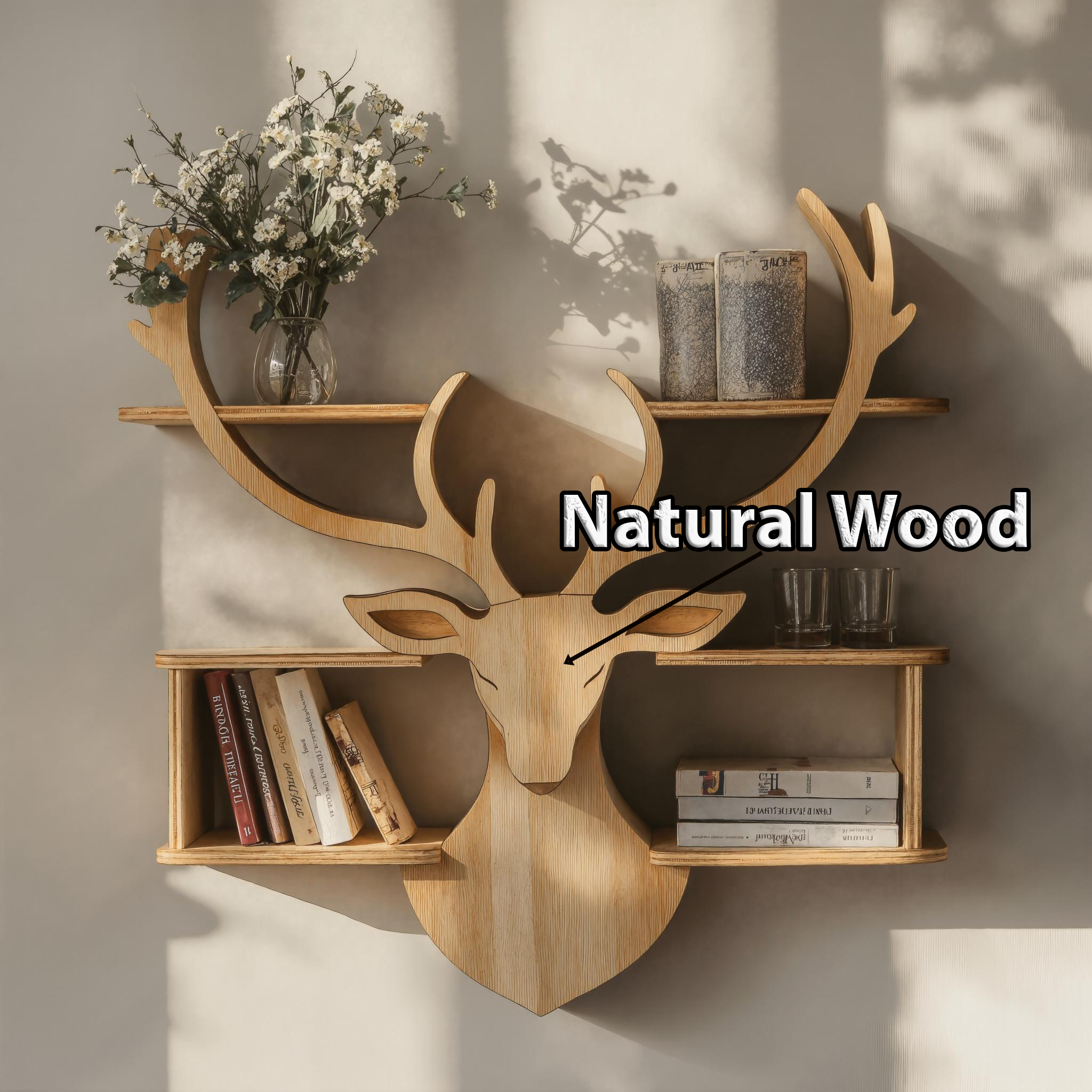 Minimalist Wood Deer Shelf For Stylish Home Display SILDTDE015