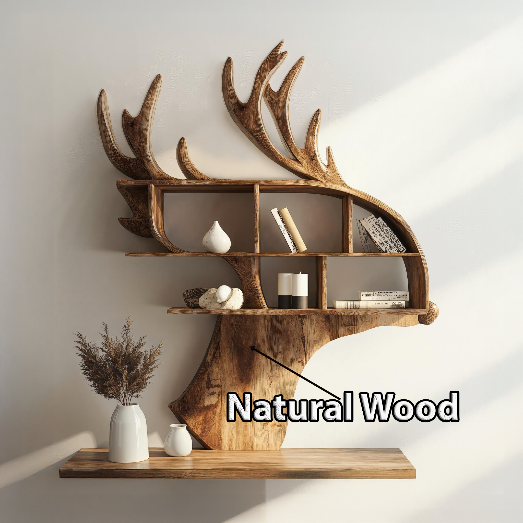 Custom Wood Deer Shelf For Home Office Organization SILDTDE006