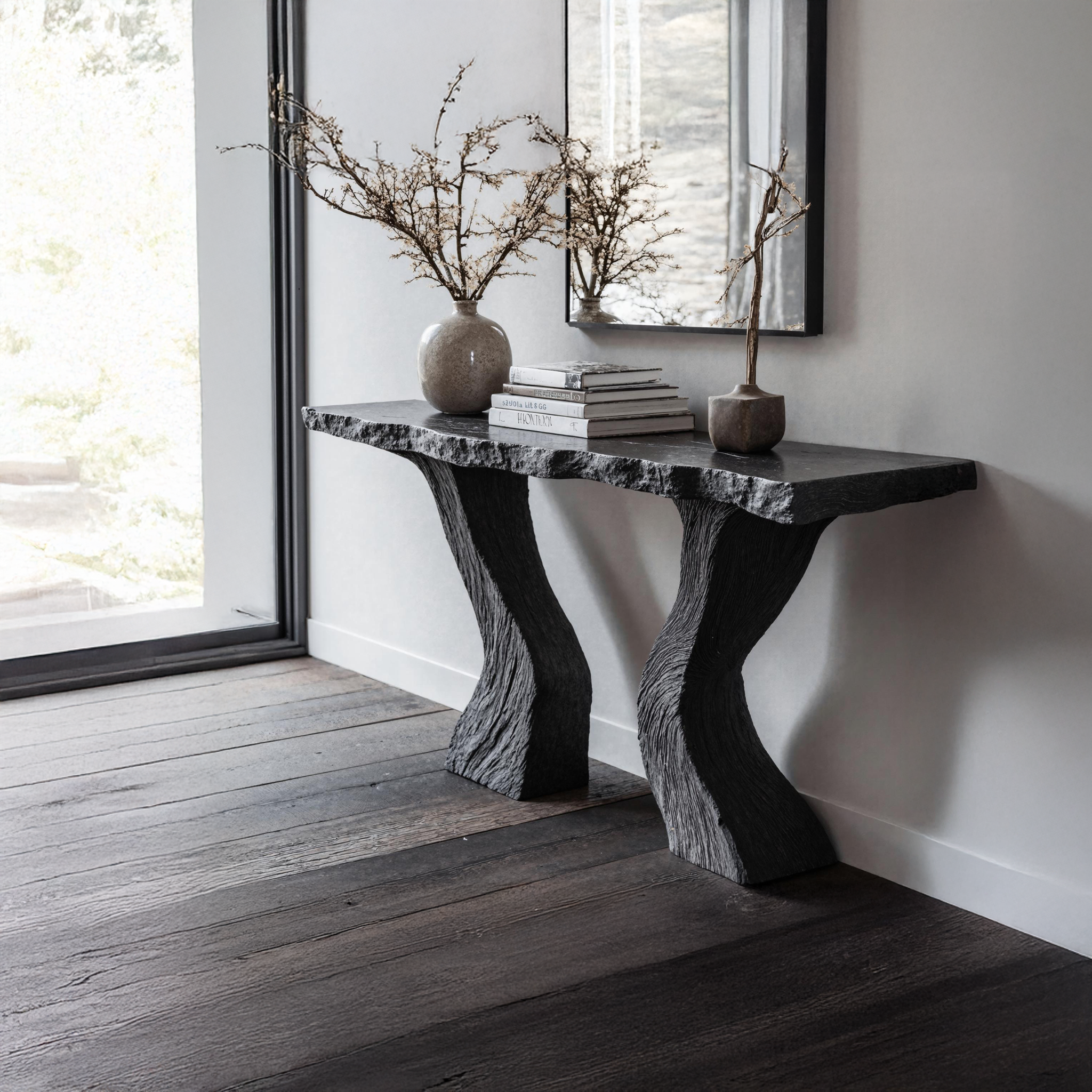 Handcrafted Black Wood Console Table For Entryways SILDTCS166