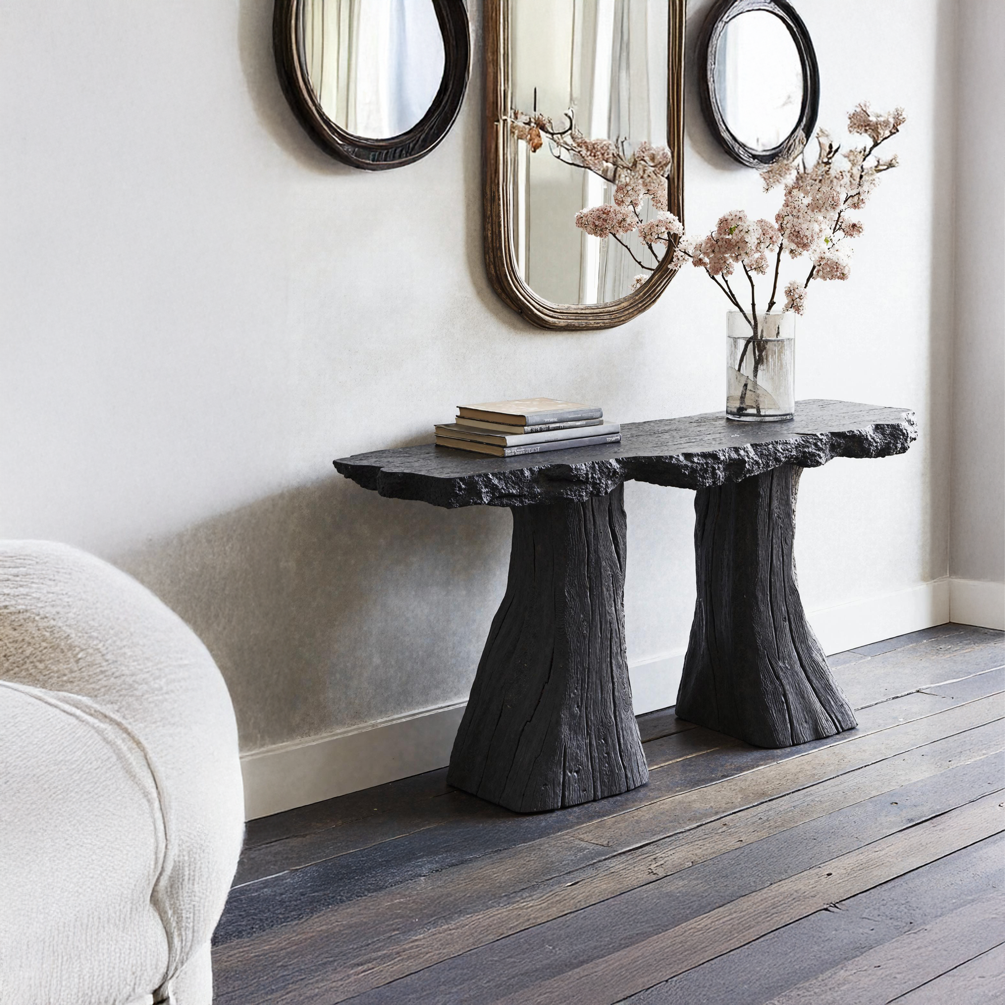 Minimalist Black Natural Wood Console Table For Compact Spaces SILDTCS164