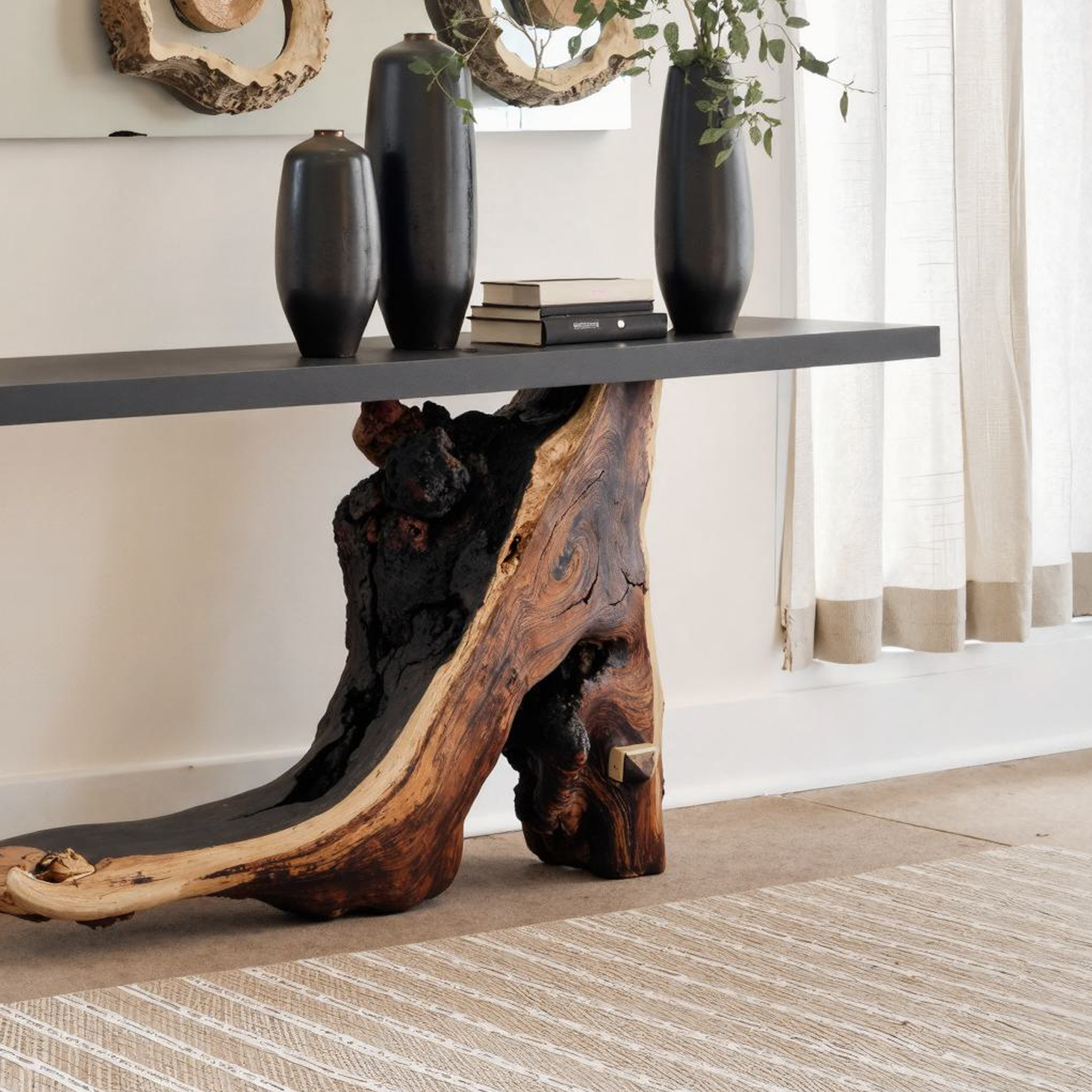 Wood Cantilevered Console Table Entryway SILDTCS146