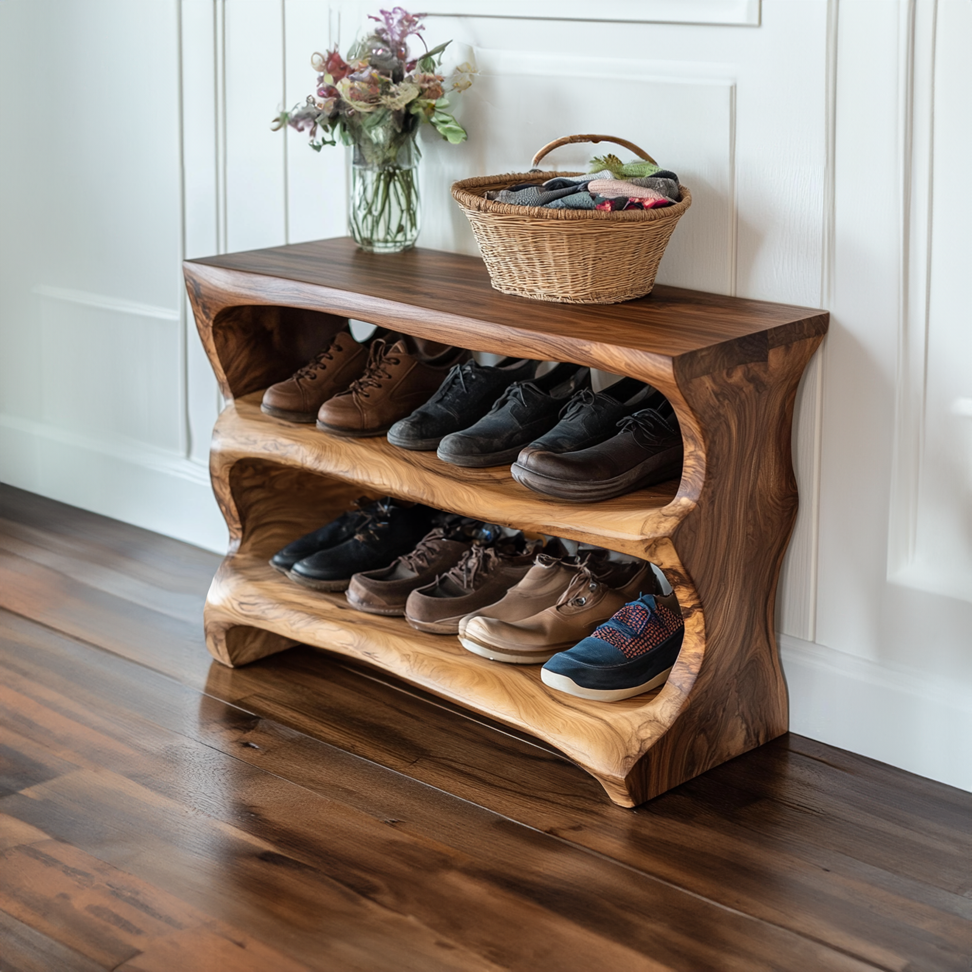 Handmade Hallway Bench Shoe Rack Livingroom Furniture SINLSB009