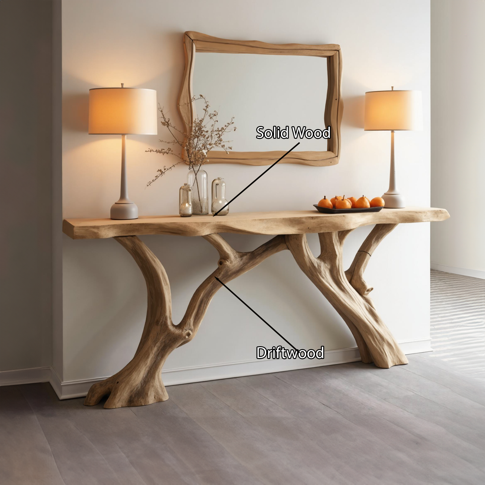 Curved Live Edge Console Table Hallway Table SILDTCS111