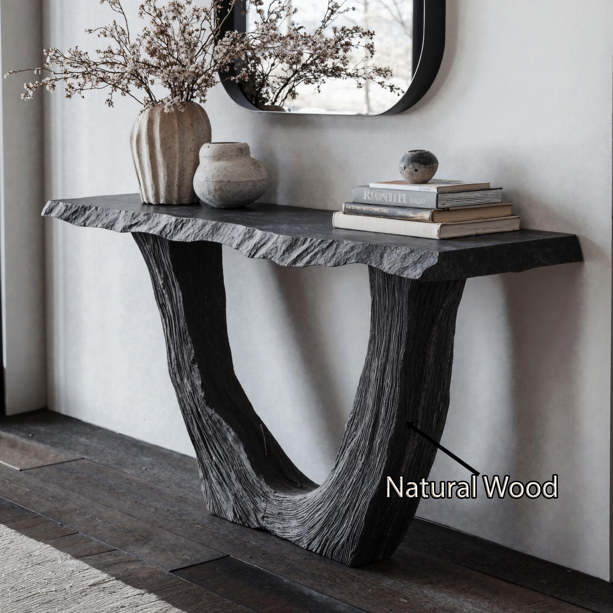 Rustic Black Natural Wood Console Table For Farmhouse Charm SILDTCS168