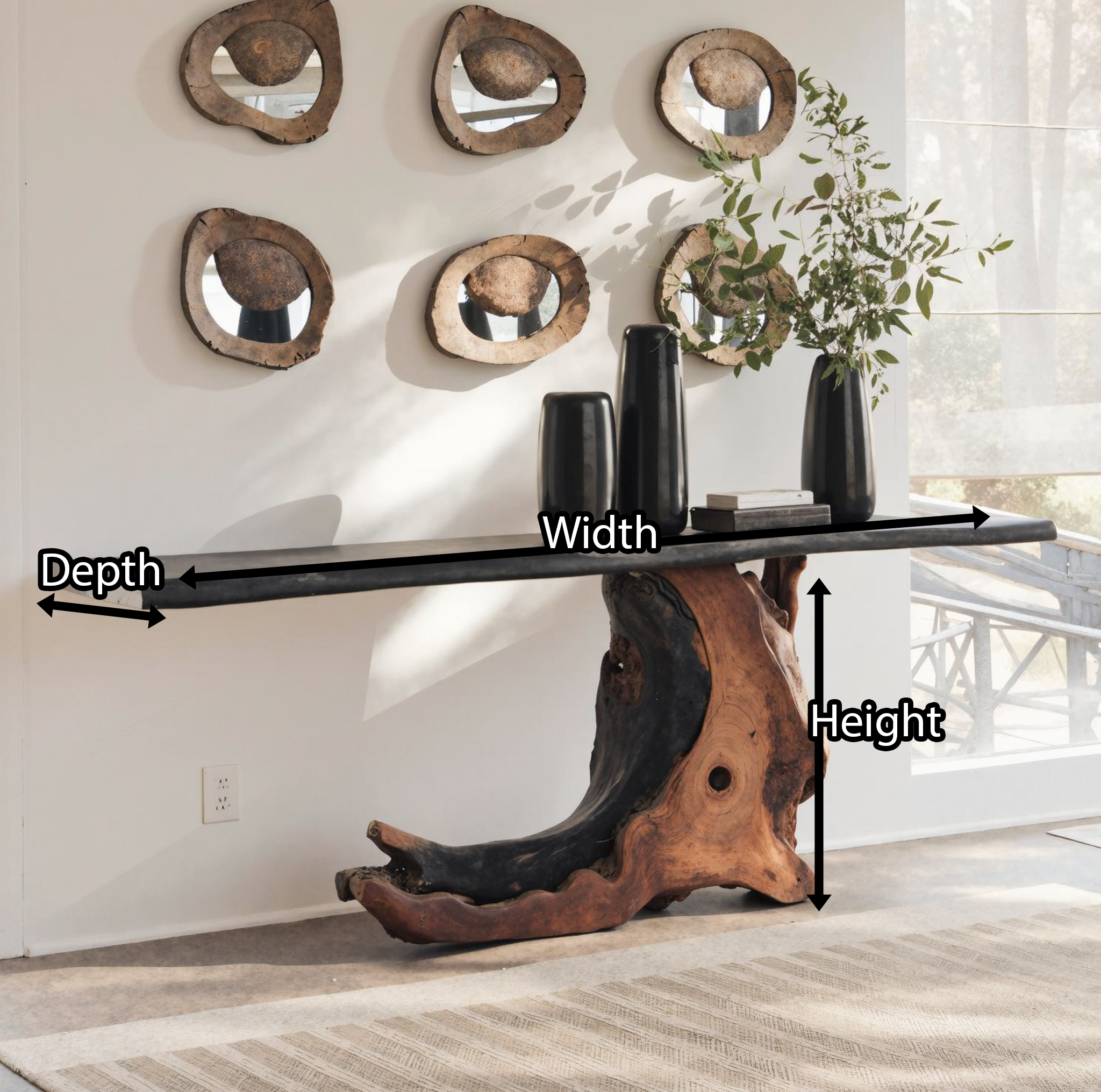 Wood Console Table Cantilevered Side Table SILDTCS145