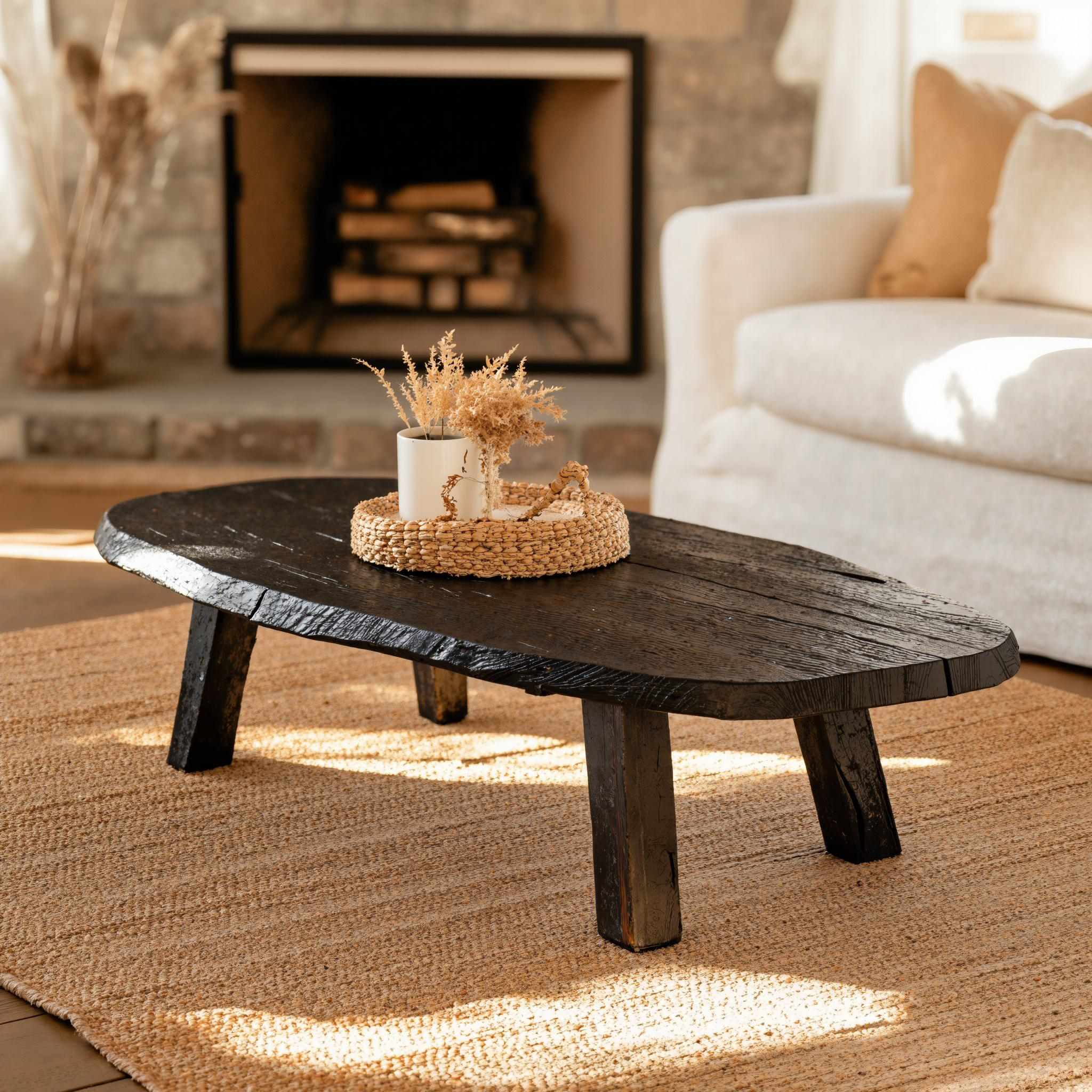 Handcrafted Black Coffee Table End Table SILDTCF073