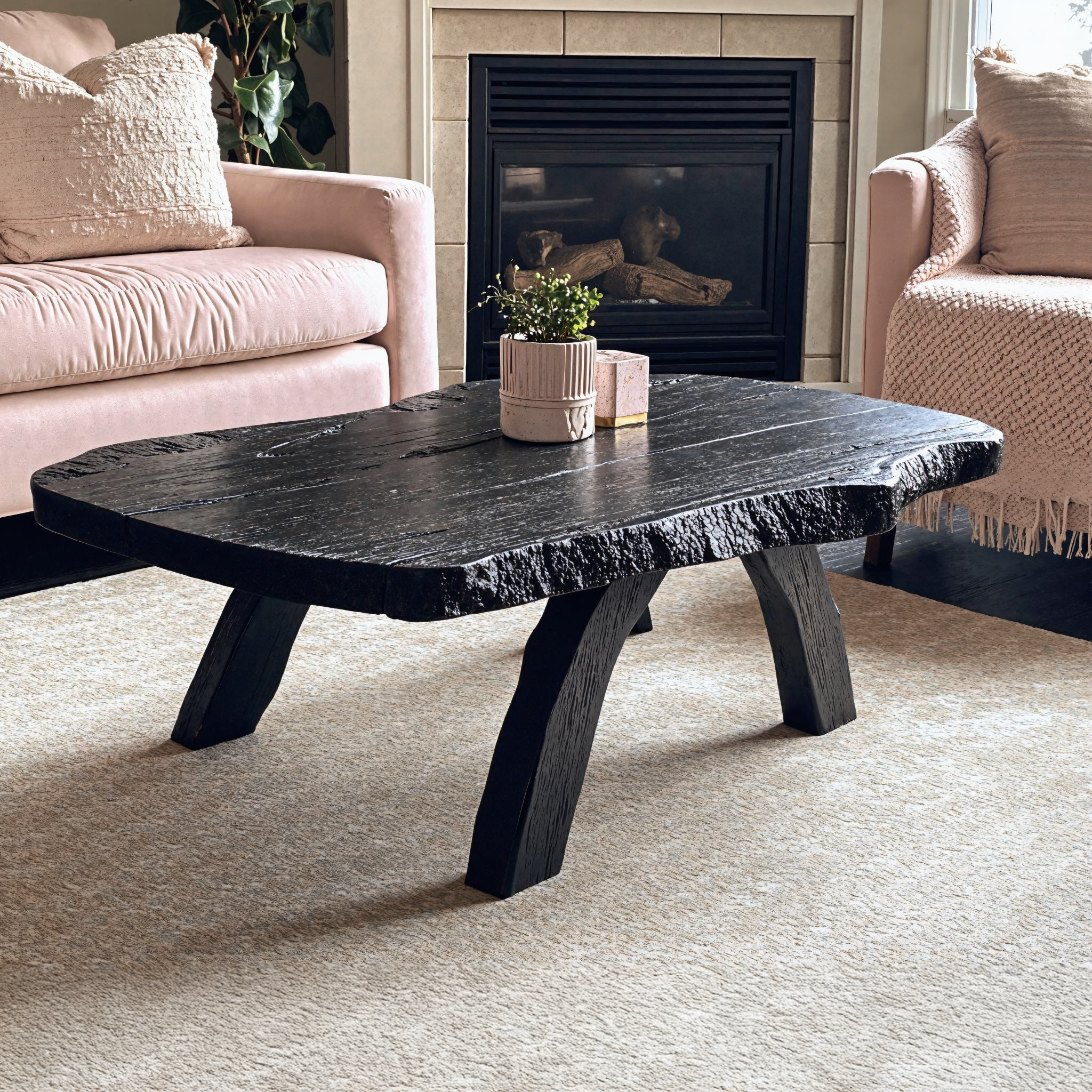 Black Modern Wooden Coffee Table Sofa Table SILDTCF072