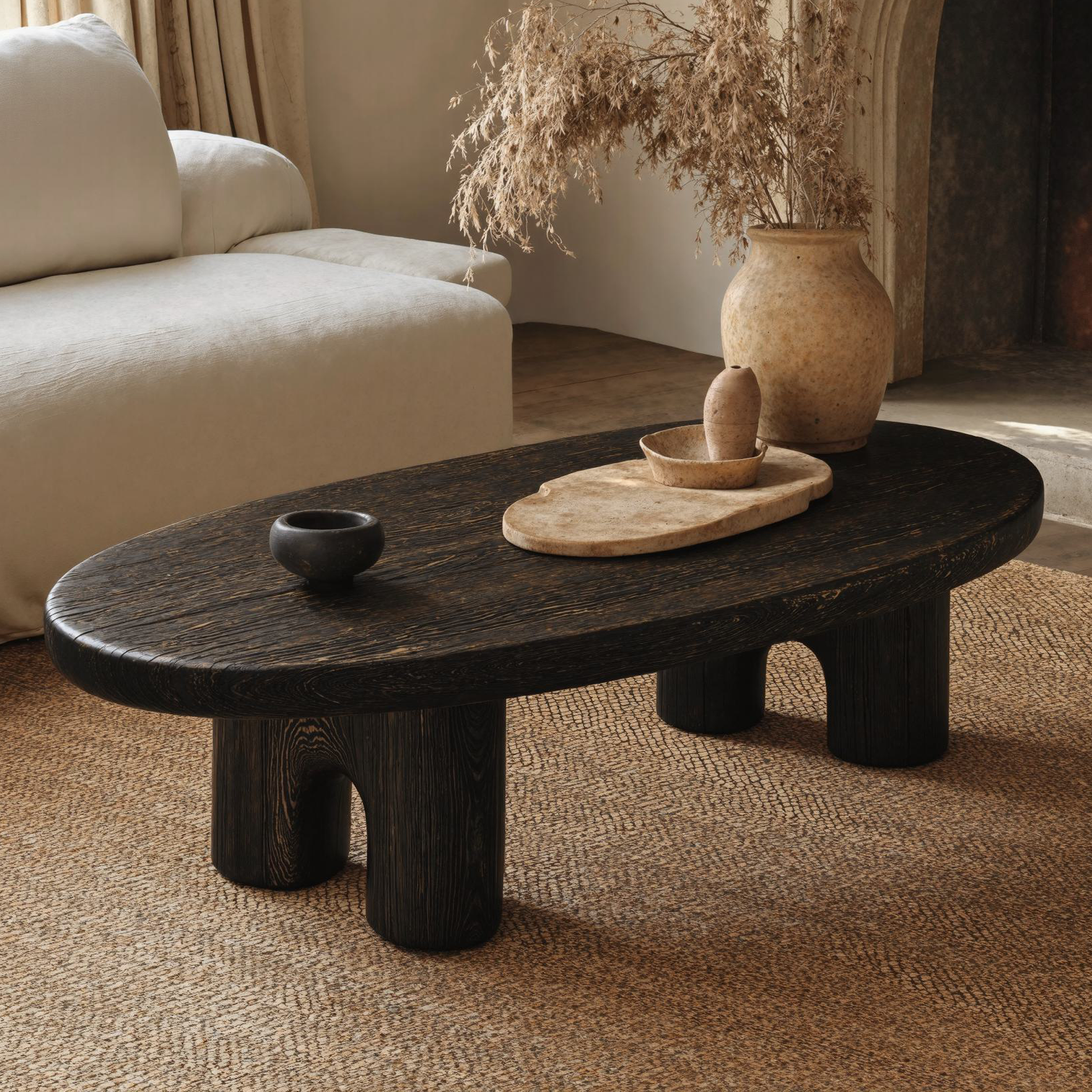 Black Live Edge Coffee Table Sofa Table SILDTCF076