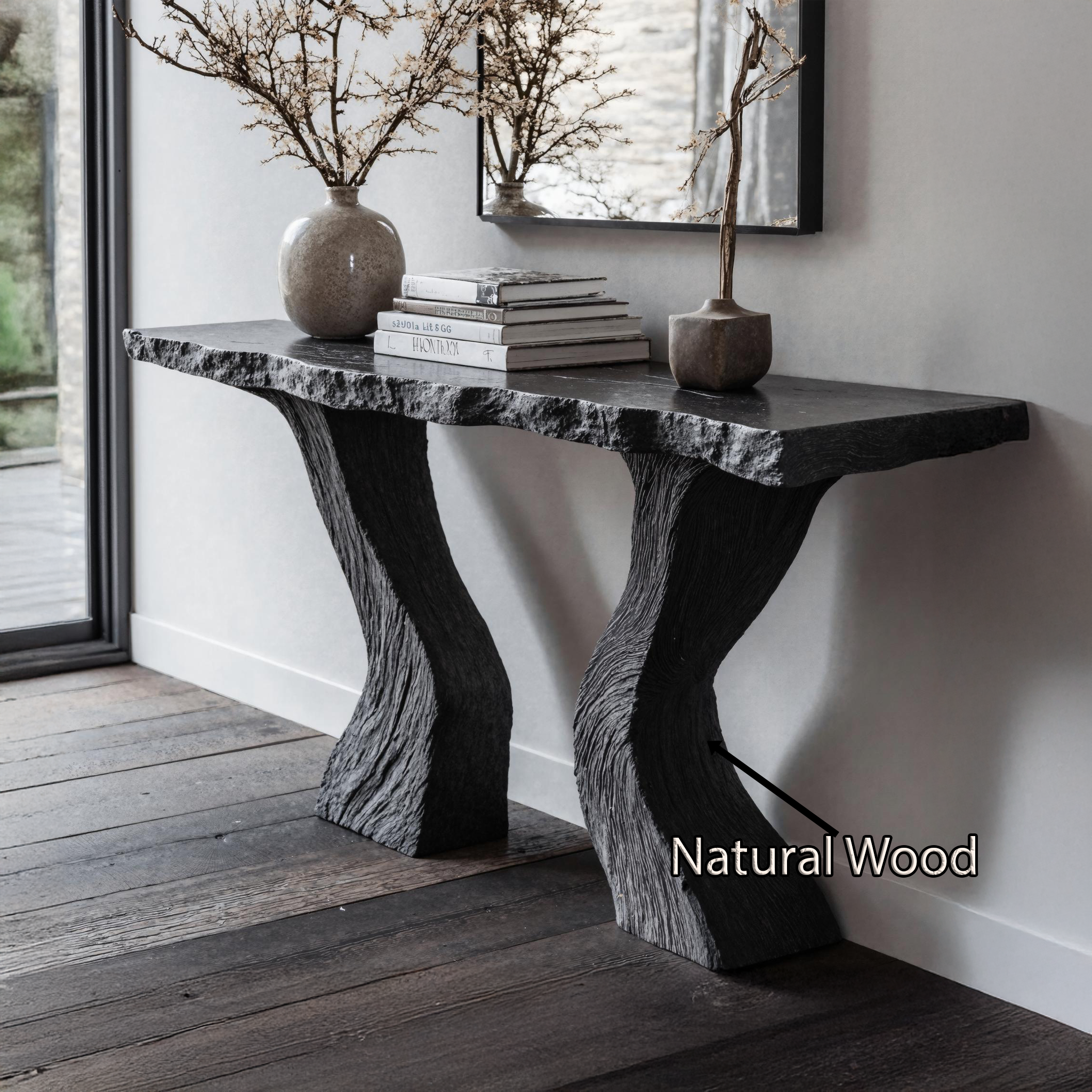 Handcrafted Black Wood Console Table For Entryways SILDTCS166