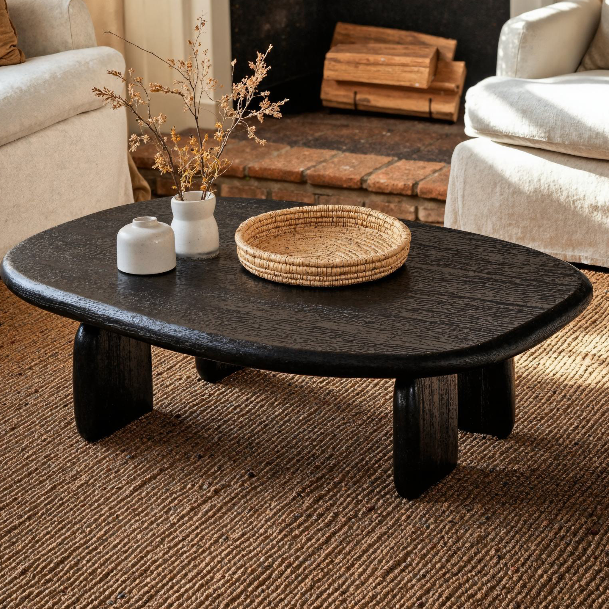 Black Live Edge Coffee Table For Living Room SILDTCF074