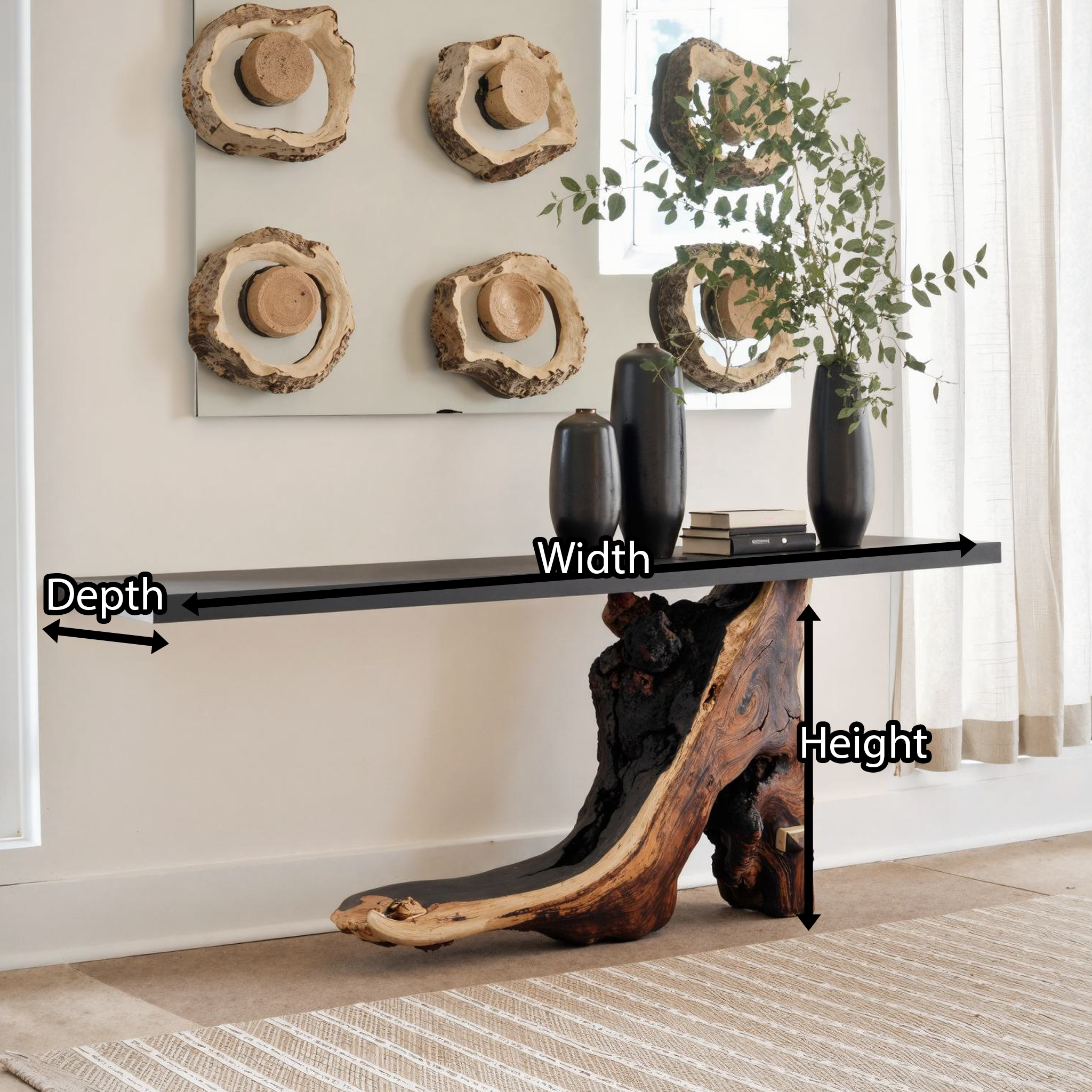 Wood Cantilevered Console Table Entryway SILDTCS146