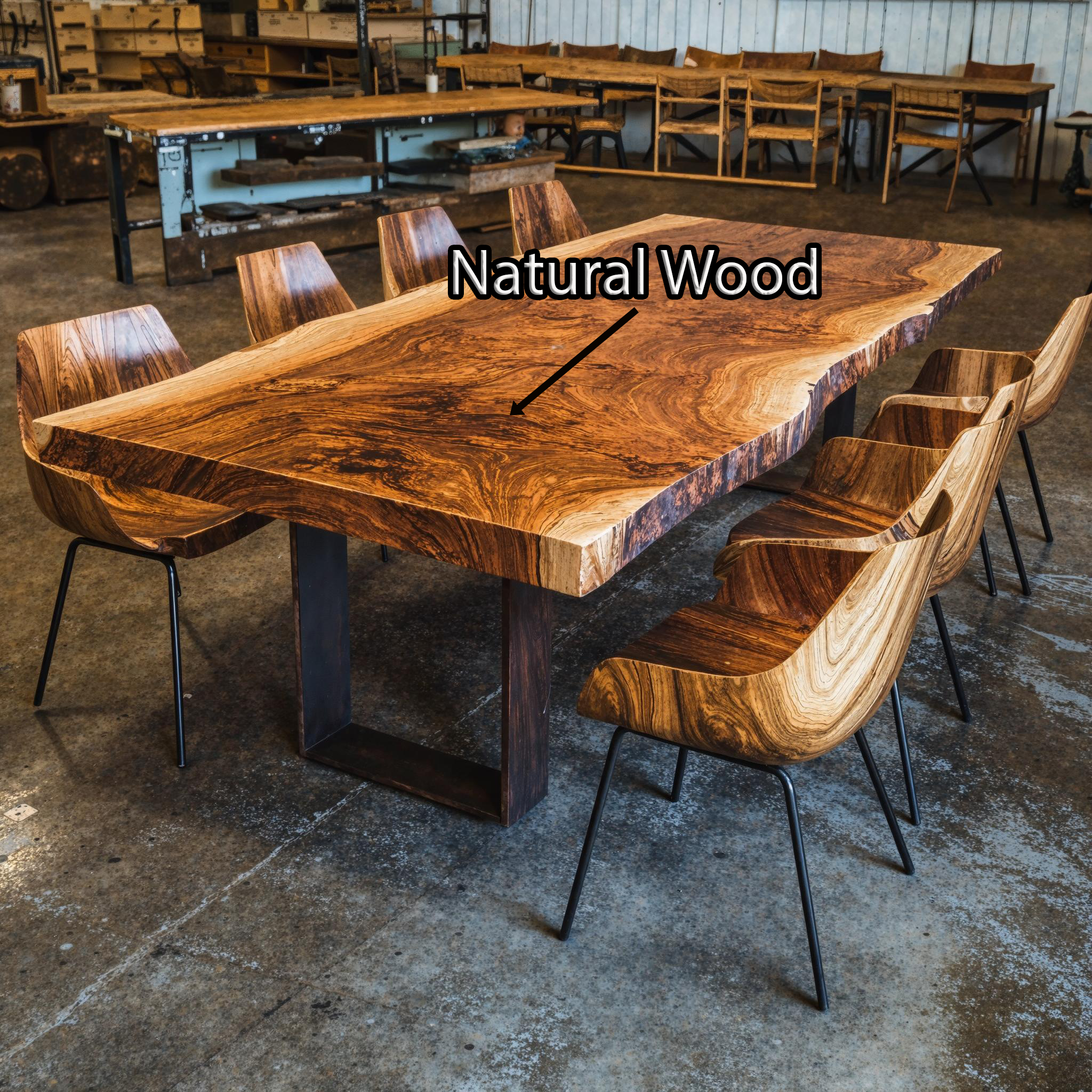 Rustic Live Edge Solid Wood Dining Table For Family Feasts SILDTDN006