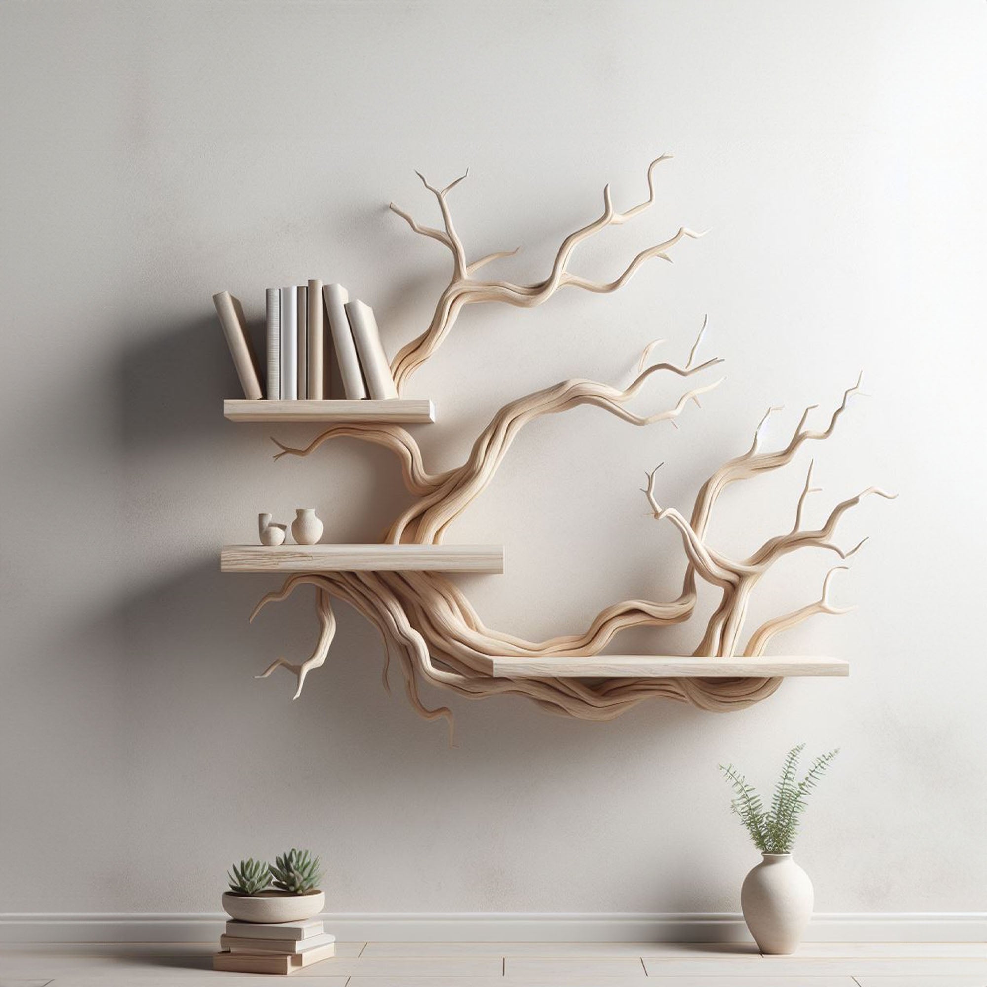 Tree Branch Floating Corner Bookshelf SINLTB007