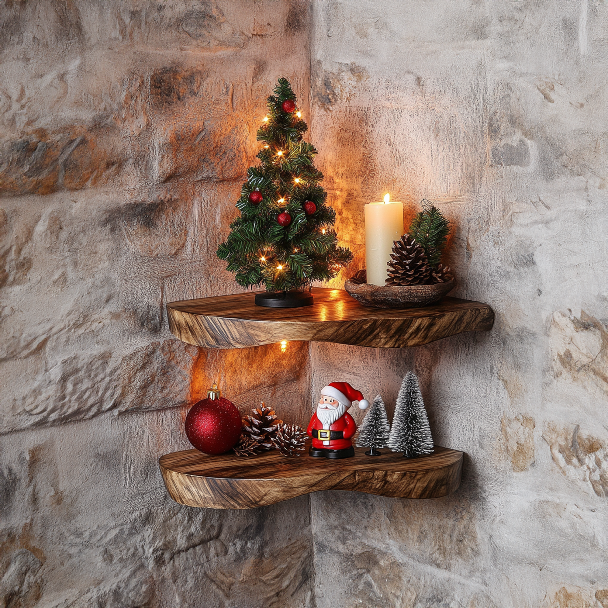 Xmas Corner Wall Shelves Custom Floating Shelf Christmas Gifts SINLCM018