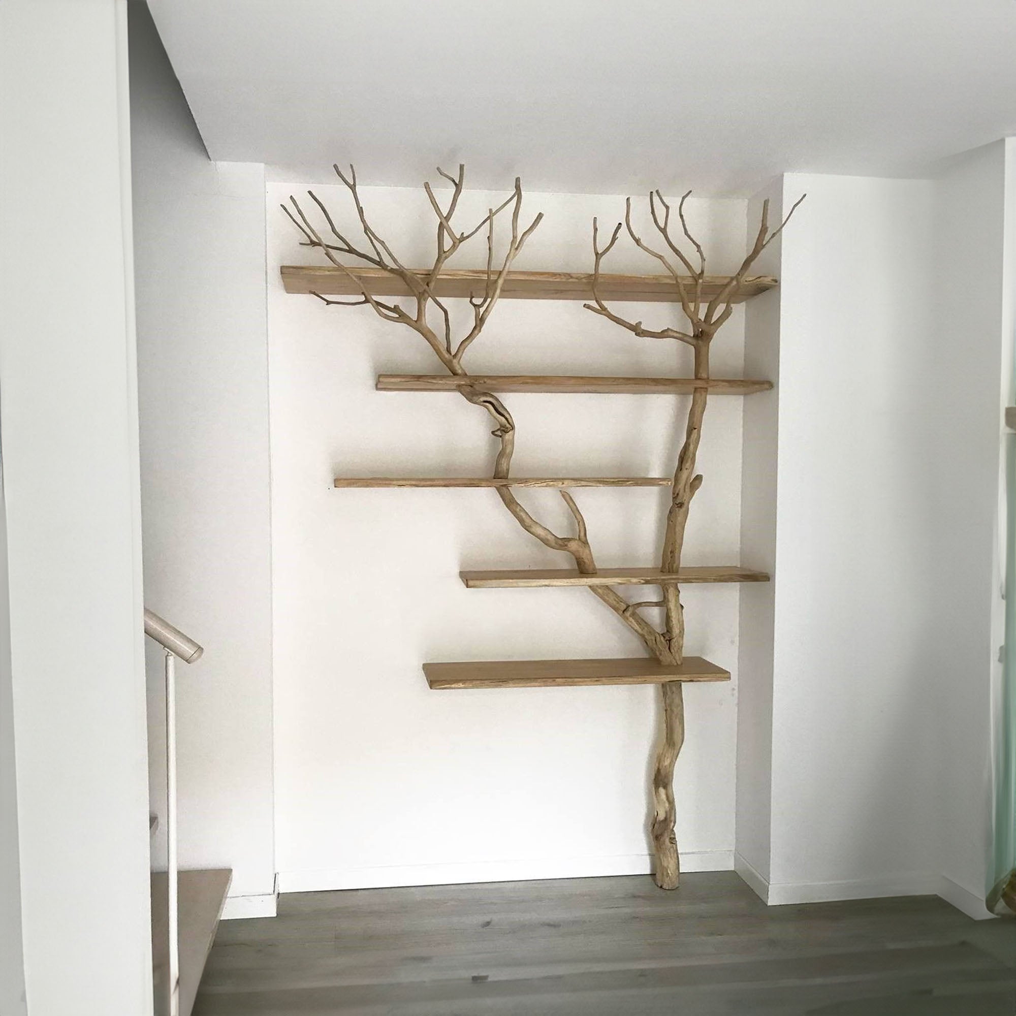 Tree Branch Floating Corner Shelf Solid Wood SINLTB032