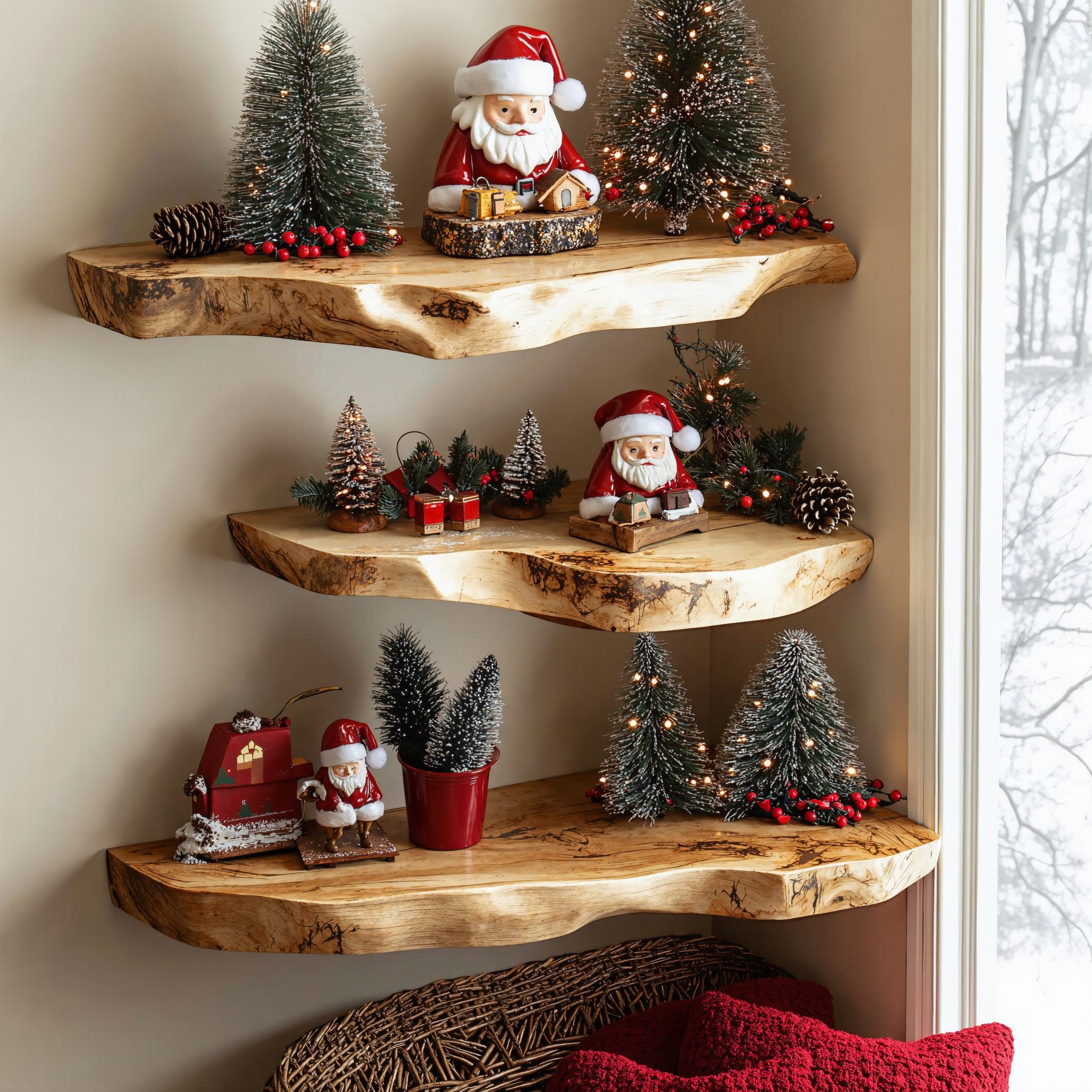 Floating Shelves Live Edge Xmas Floating Shelf Christmas Decor SINLCM009