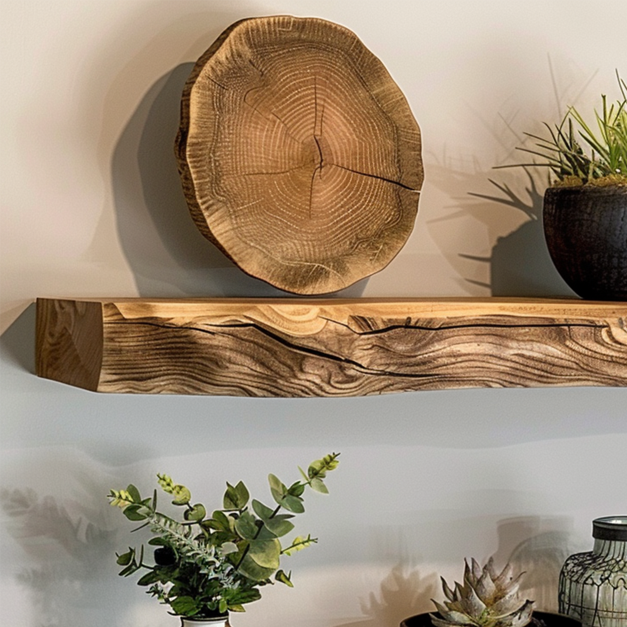 Rustic Floating Shelf Live Edge SINLFL023