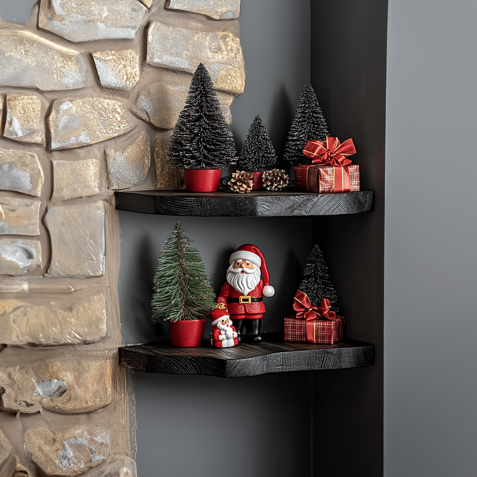 Floating Shelf Live Edge Black Shelf Wall Mounted Christmas Gifts SINLCM015